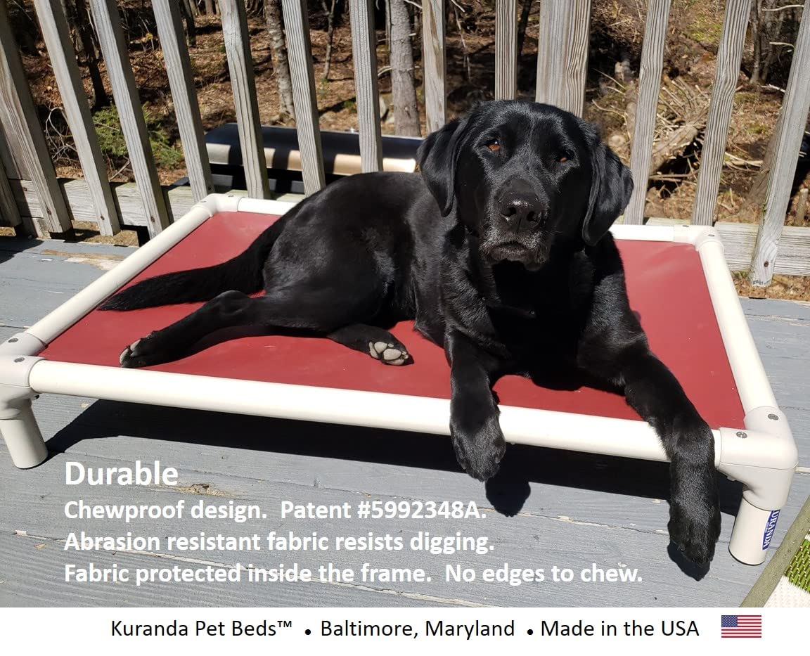 Kuranda Chewproof Bed - Almond Pvc - 30' X 20' - Heavy Duty Vinyl - Burgundy