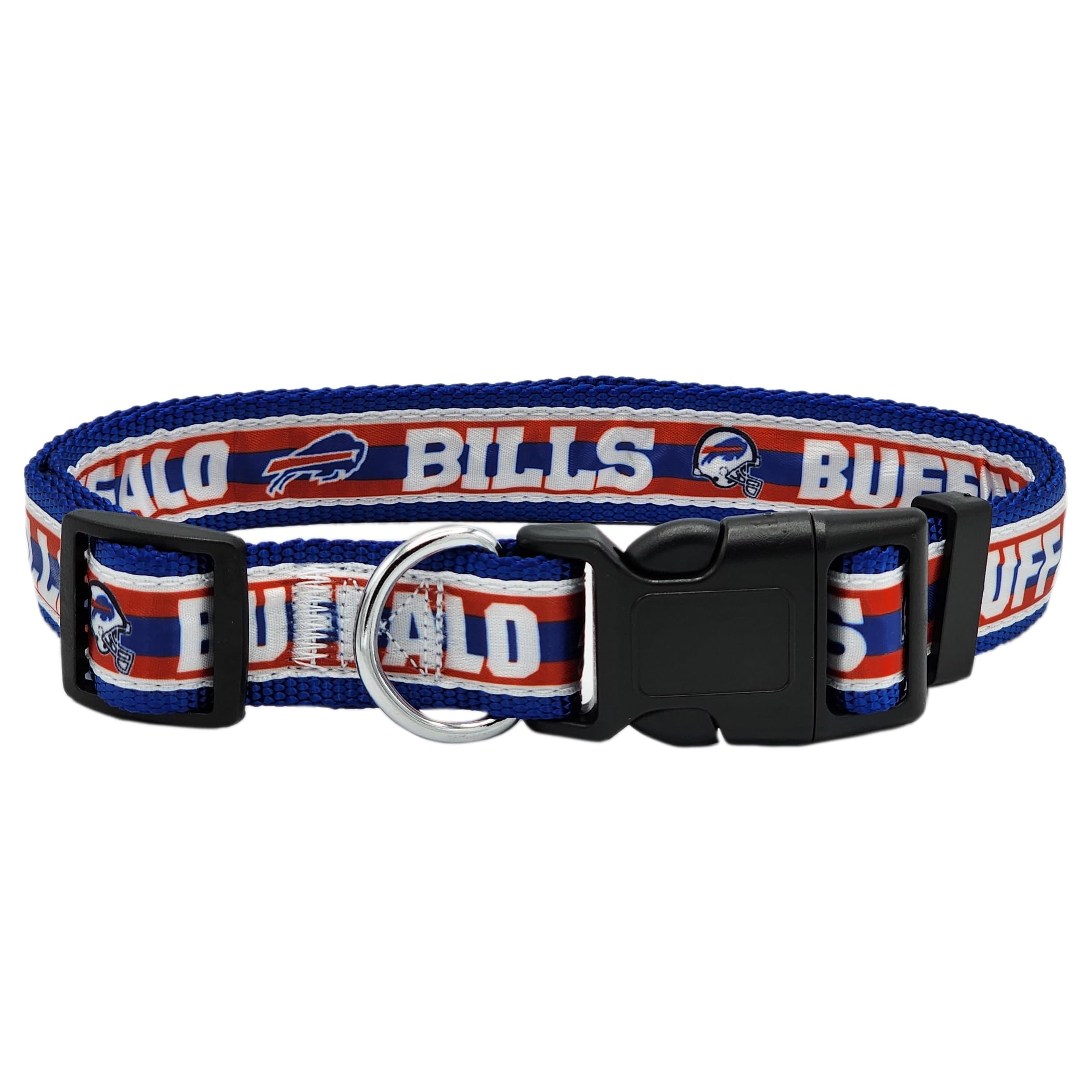 Pets First NFL Buffalo Bills Licensed PET COLLAR, Large - Heavy-Duty, Strong, and Durable Dog Collar. Available in 31 Football T