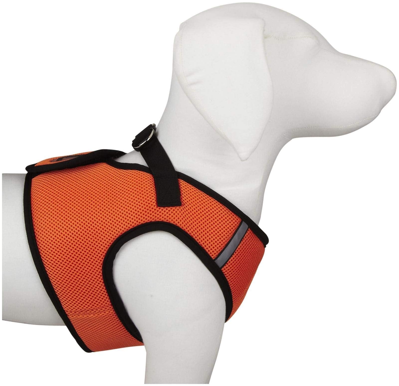The Worthy Dog Sidekick Harness with Comfy Padded Mesh hook and loop Adjustable, Outdoor, Easy Walk Vest for Dogs - Large, Orang