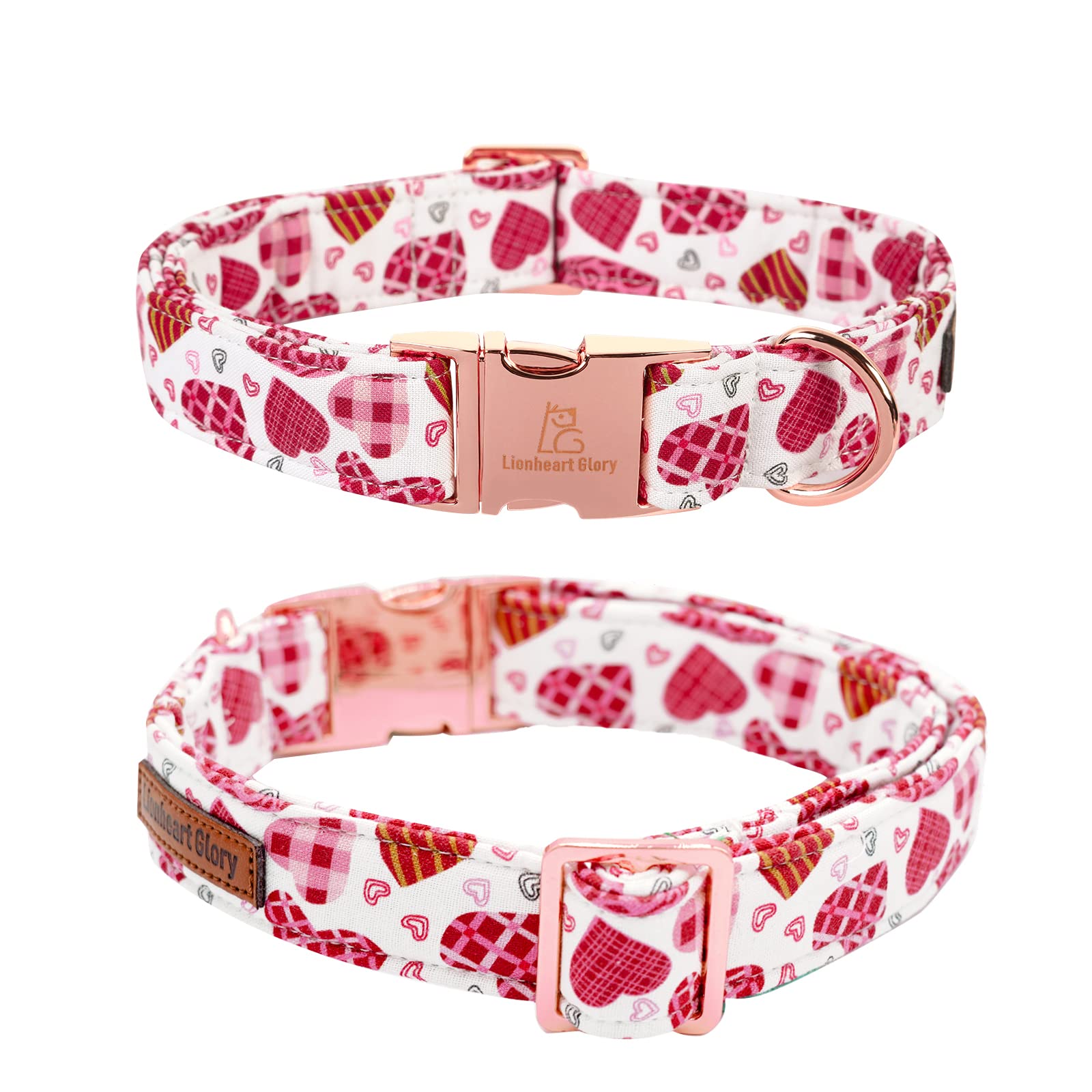 Lionheart Glory Valentine Collar, Cookie Hearts Dog Collar For X-Small Cute Dog Collars Spring Female Pet Gift Adjustable Heavy-