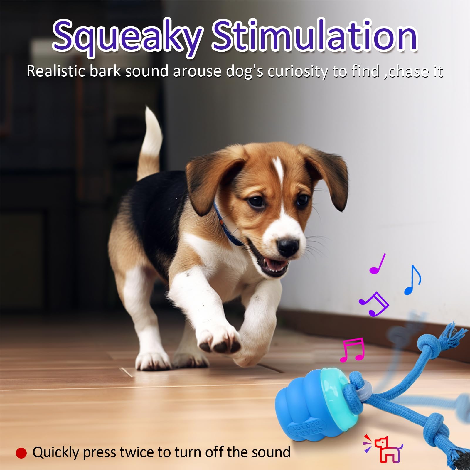 BENTOPAL Interactive Dog Toys Touch Activated Bouncing & Jumping Dog Ball with Rope, Squeaky Doggie Toys to Keep Them Busy