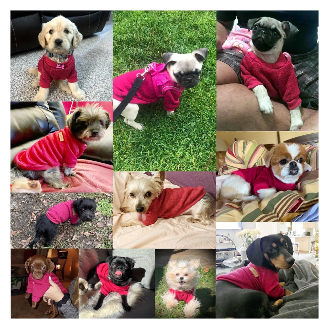 Chborless Small Dog Sweater Warm Winter Puppy Pet Coat Soft Sweater Clothes For Small Dogs Outfit (Xs, Wine Red)