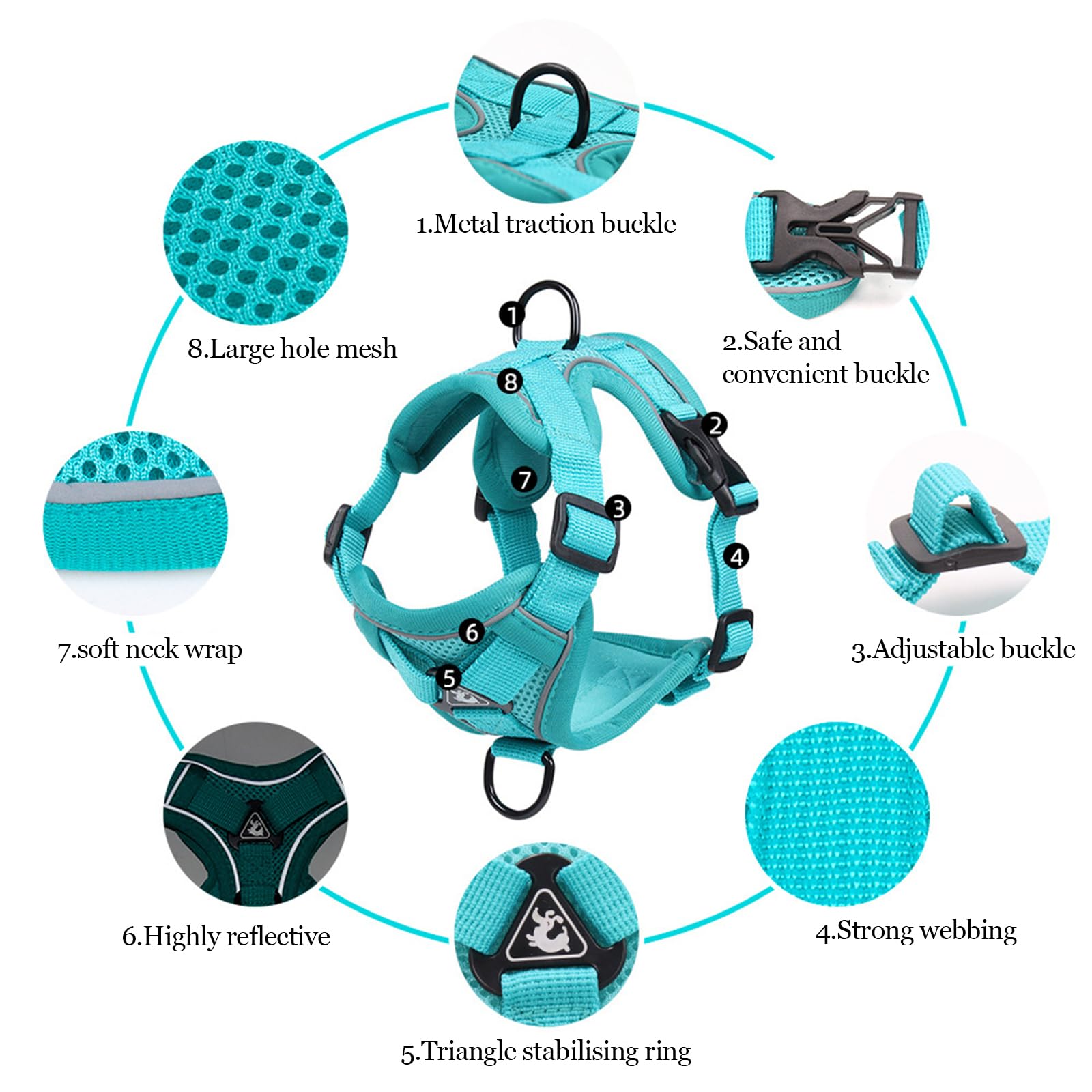 Wanheart Summer Cat Chest Harness And Leash, Anti-Escape Adjustable Soft Mesh Cat Leash And Chest Harness Set For All Types Of C