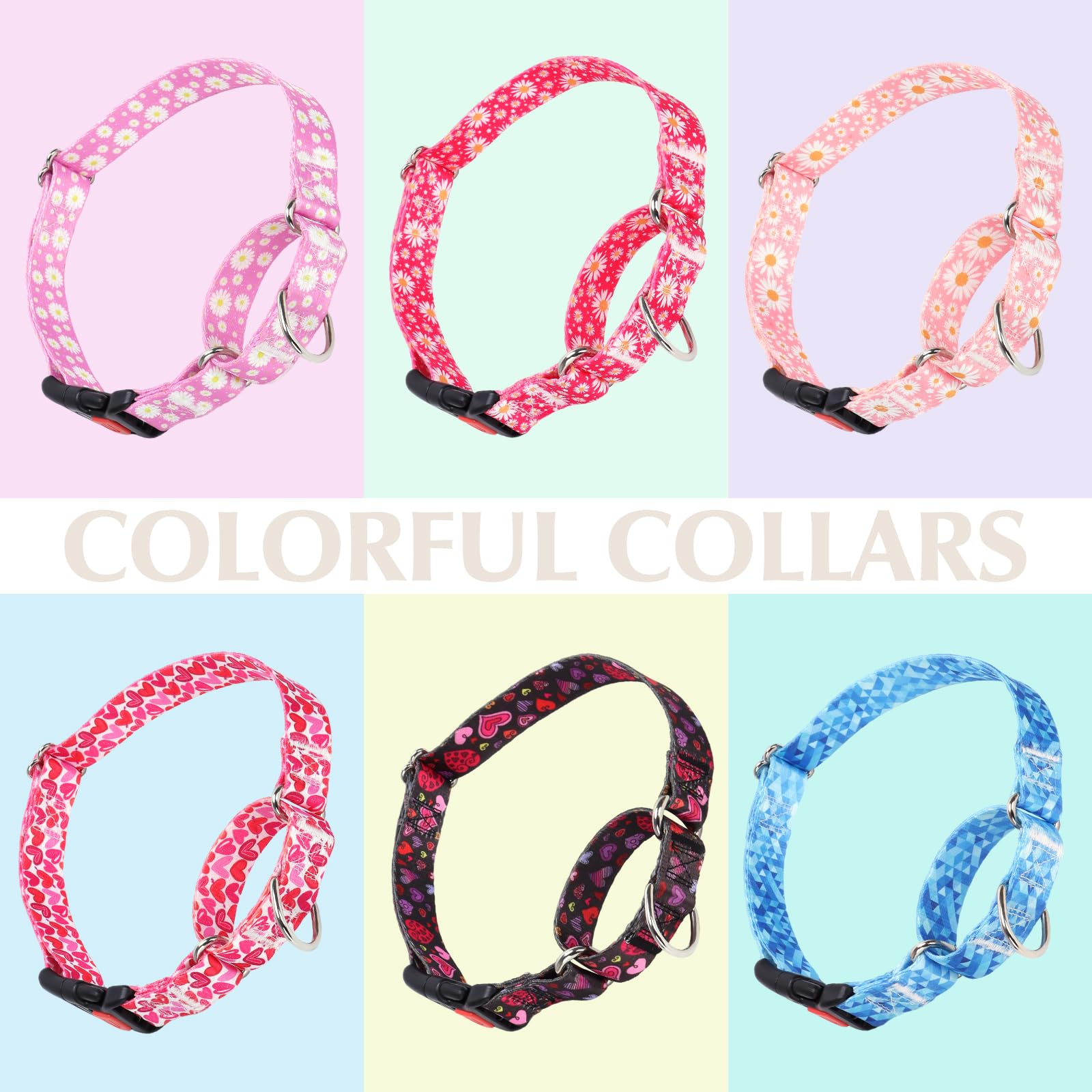 Martingale Collar For Dogs, Pink Daisy Flowers Martingale Dog Collar Adjustable Premium Collar With Quick-Release Buckle, Perfec