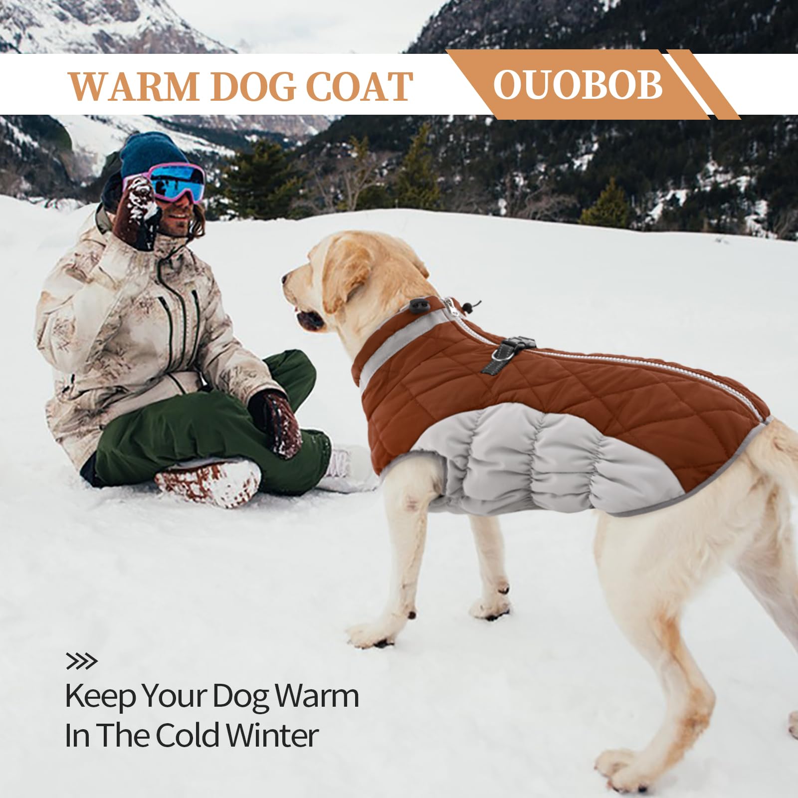 Ouobob Dog Jackets For Medium Dogs,Medium Dog Coat,Warm Dog Winter Coat Zip Up Back,Waterproof Dog Jacket With D-Ring,Dog Cold W
