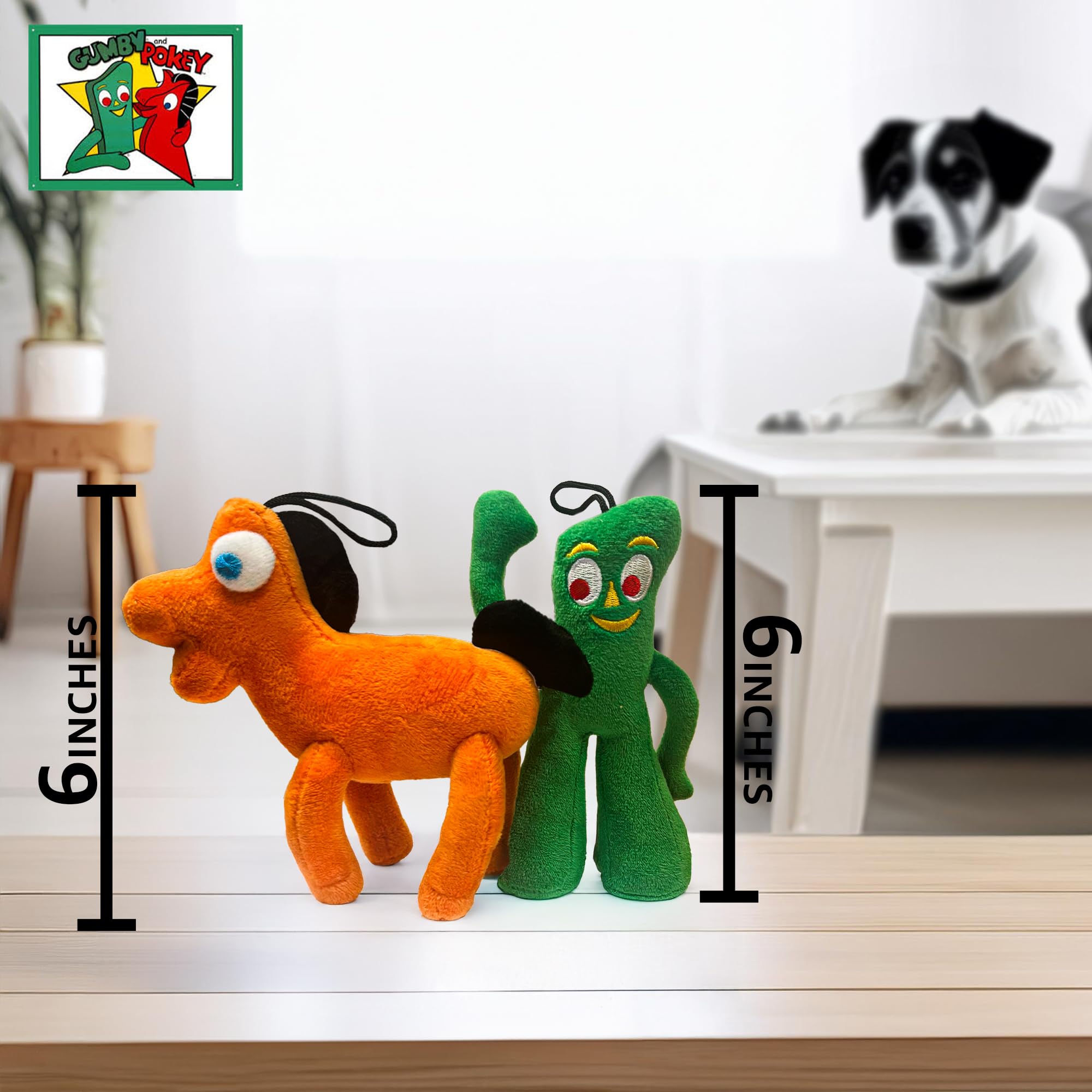 Multipet Gumby Dog Toy - Pack of 2 (6) - Multicolor Gumby & Pokey Figures for Dogs