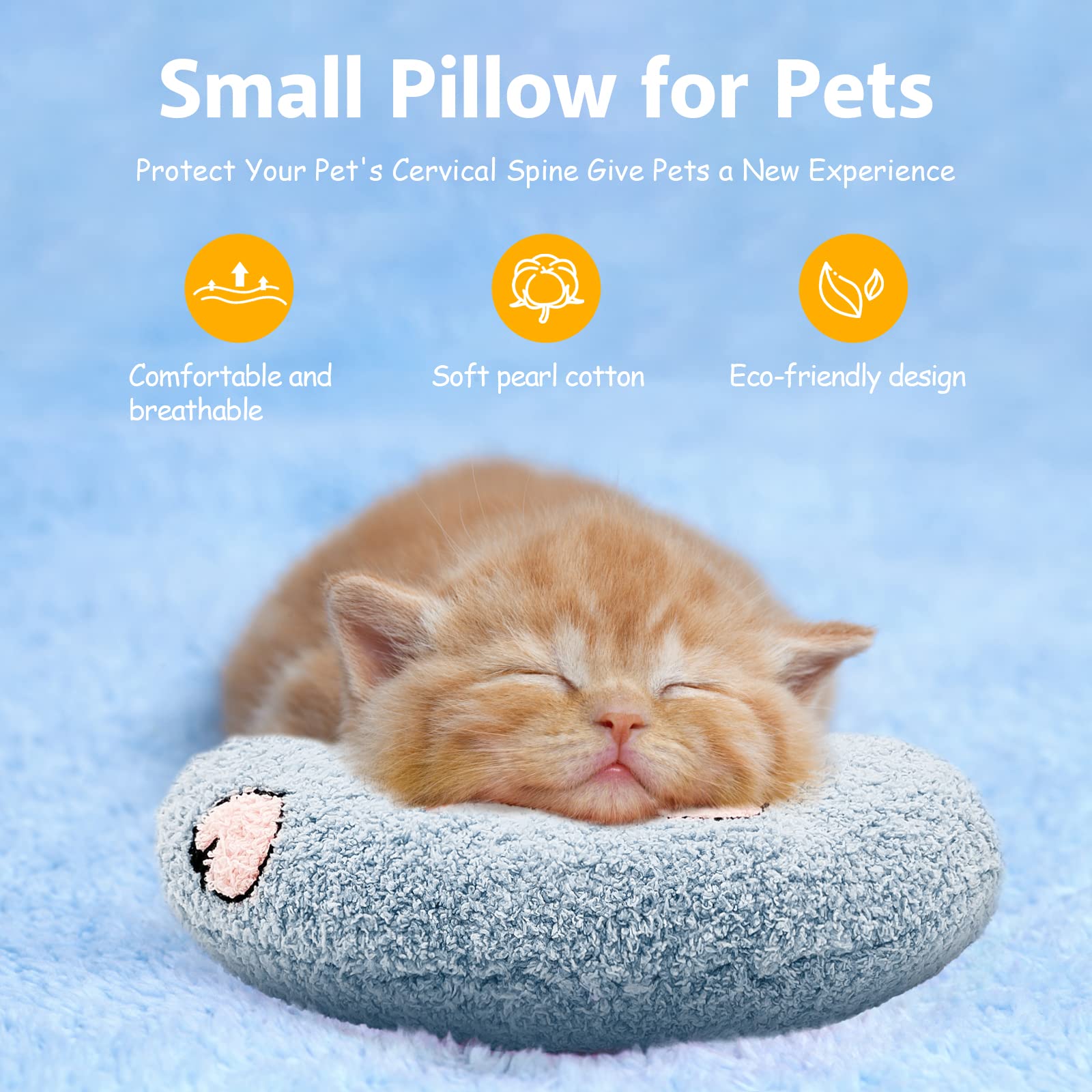 ucho Pillow for Cats, Soft Fluffy Cat Neck Pillow for Cat Bed, U-Shaped Pillow for Pet, Pet Calming Toy Half Donut Cuddler for J