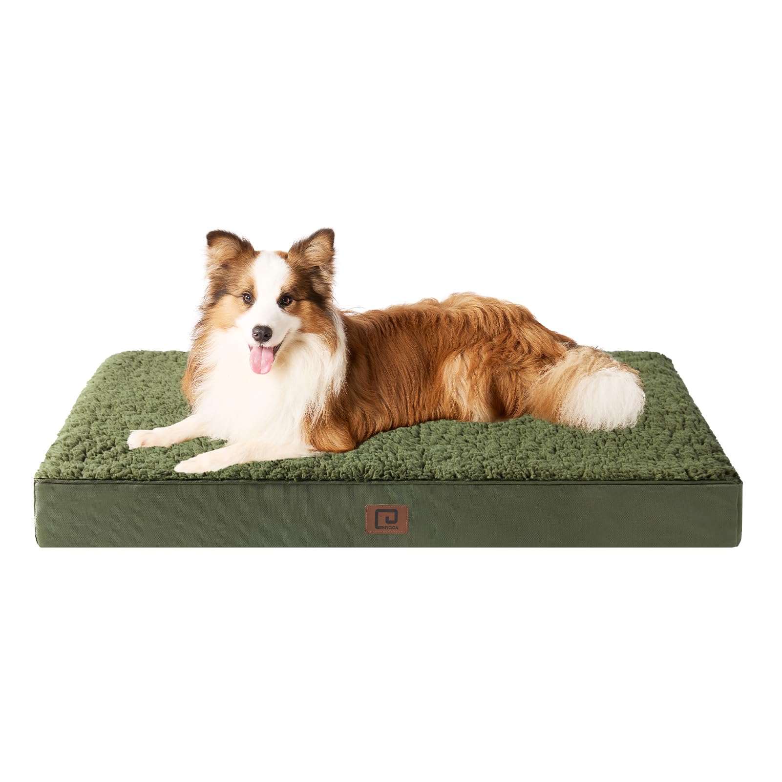 Eheyciga Orthopedic Xl Dog Beds For Extra Large Dogs With Removable Washable Cover For Crate, Dark Green, 41X27