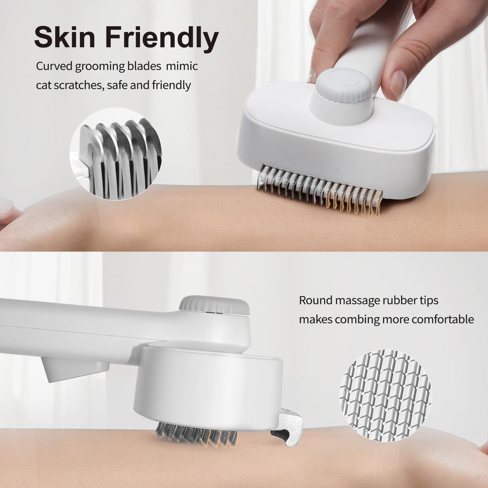 Moesoce 2-In-1 Deshedding Brush & Dematting Comb For Cats, Cat Brush For Long Haired Cats, Effectively Removes Matted Fur & Tang