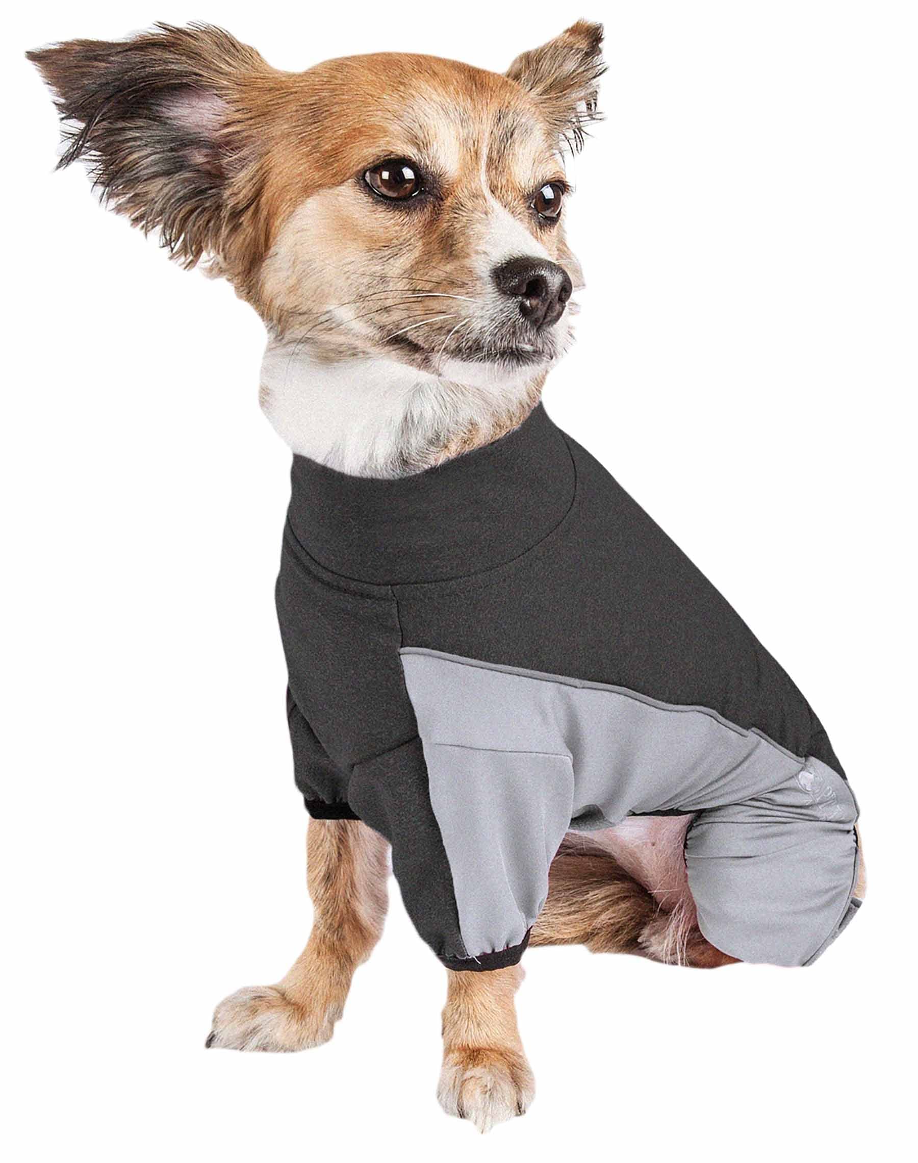 Pet Life ® Active 'Chase Pacer' Mediumweight Breathable Full Body Dog Tracksuit - Performance Fitness And Yoga Dog Clothes Featuring 4-Way-Stretch And Quick-Dry Technology With Reflective Dog Collar