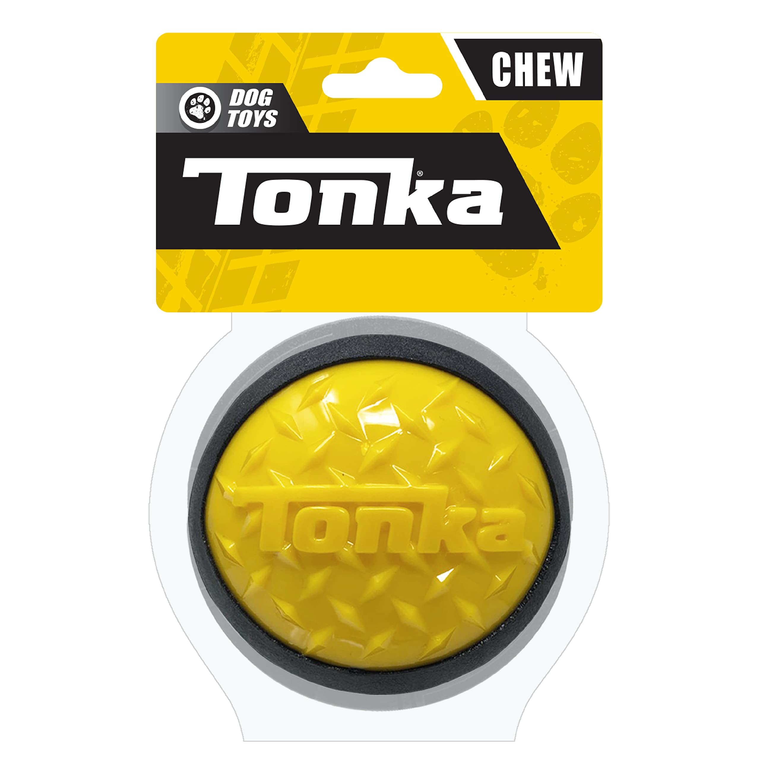 Tonka Diamond Clad Ball Dog Toy, Lightweight, Durable And Water Resistant, 4 Inches, For Medium/Large Breeds, Single Unit, Yellow/Black