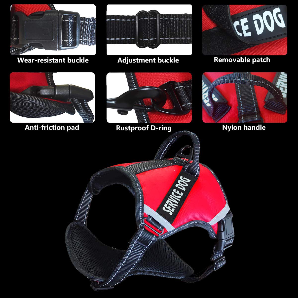 Cymiler Dog Harness,No-Pull Service Dog Harness With Handle,Adjustable Comfort Pet Dog Vest Harness For Outdoor Walking,3M Reflective Vest Easy Control For Small Medium Large Breed