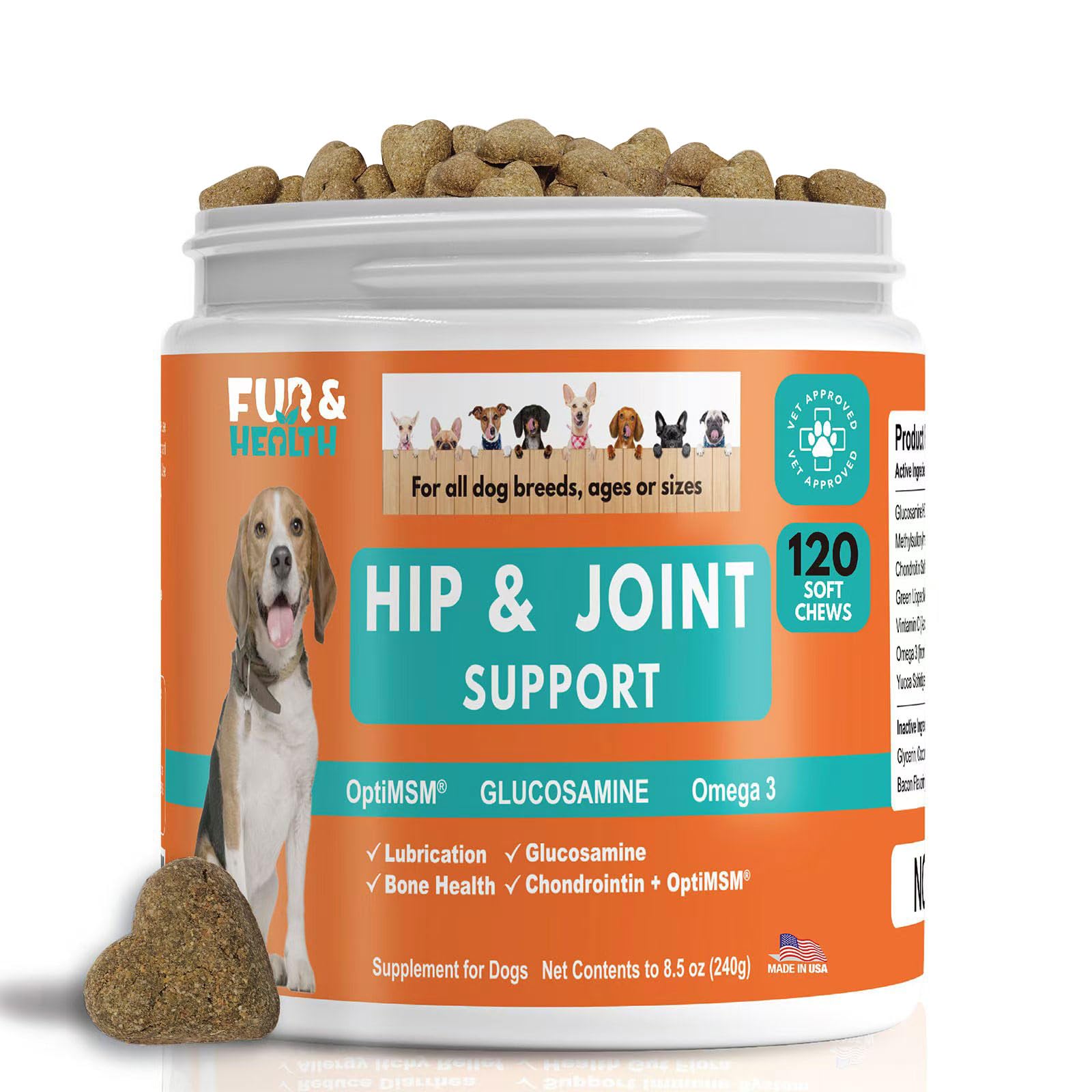 Glucosamine Chondroitin Hip & Joint Supplement for Dogs - Natural Pain Relief & Mobility Support Soft Chews - Vet-Recommended Fo