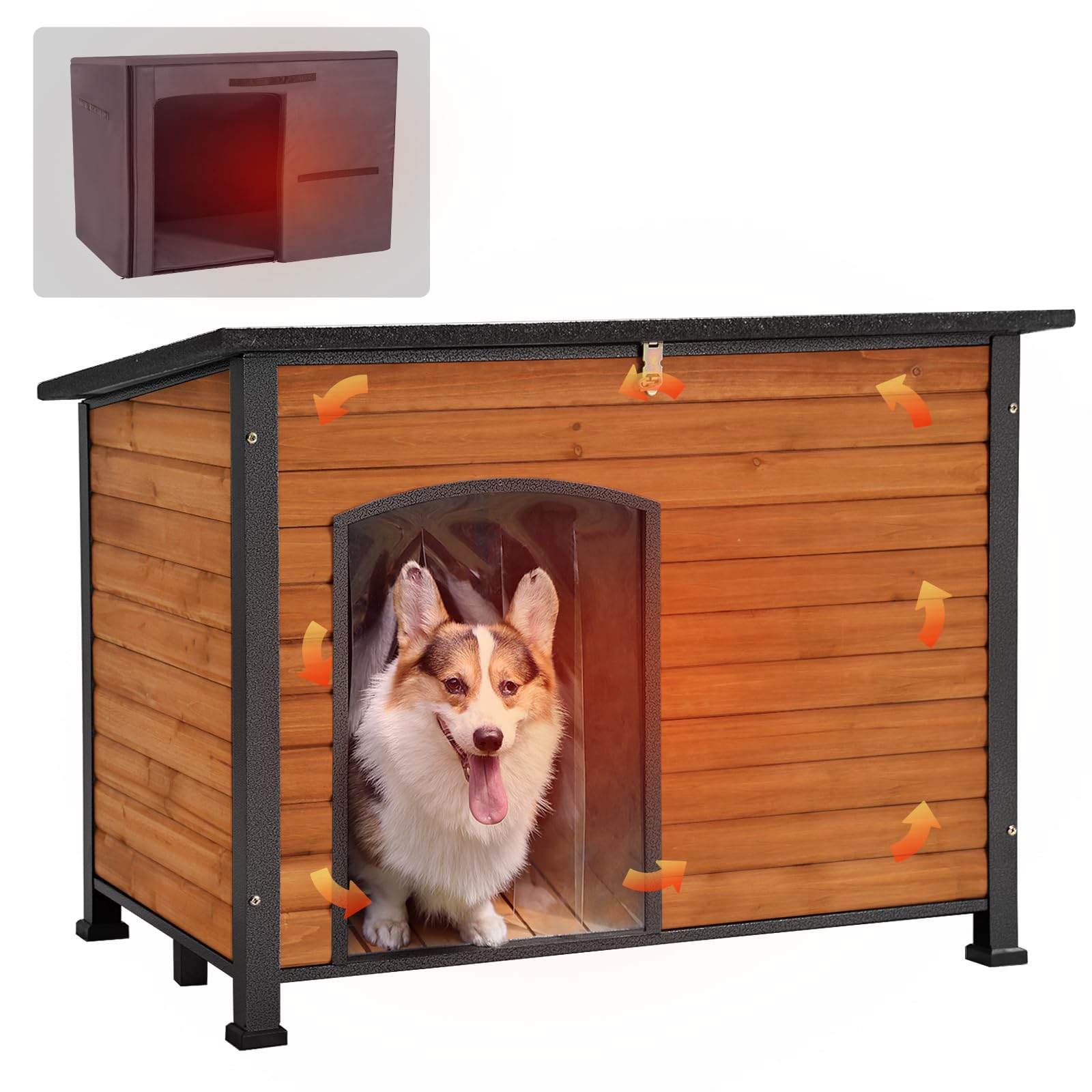 Gutinneen Dog House Insulated Outdoor Dog Kennel With Liner For Winter Large