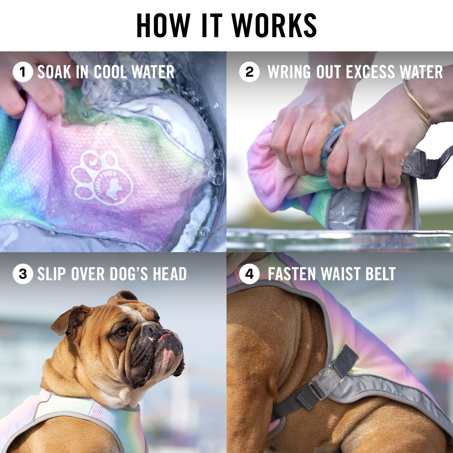 Canada Pooch Dog Cooling Vest - Evaporative Cooling Vest For Dogs With Breathable Mesh Material & Reflective Lining, Adjustable Dog Cooling Vest Great For Dogs (18 (17-19' Back Length), Rainbow)