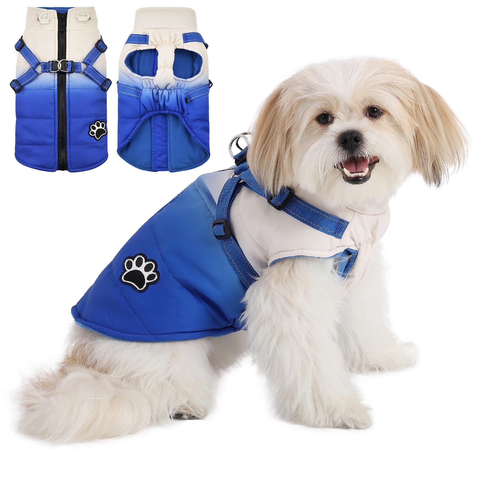 Gyuzh Winter Dog Jacket - Color Changing, Waterproof, Reflective, Fits Small To Large Dogs (Medium, Blue)