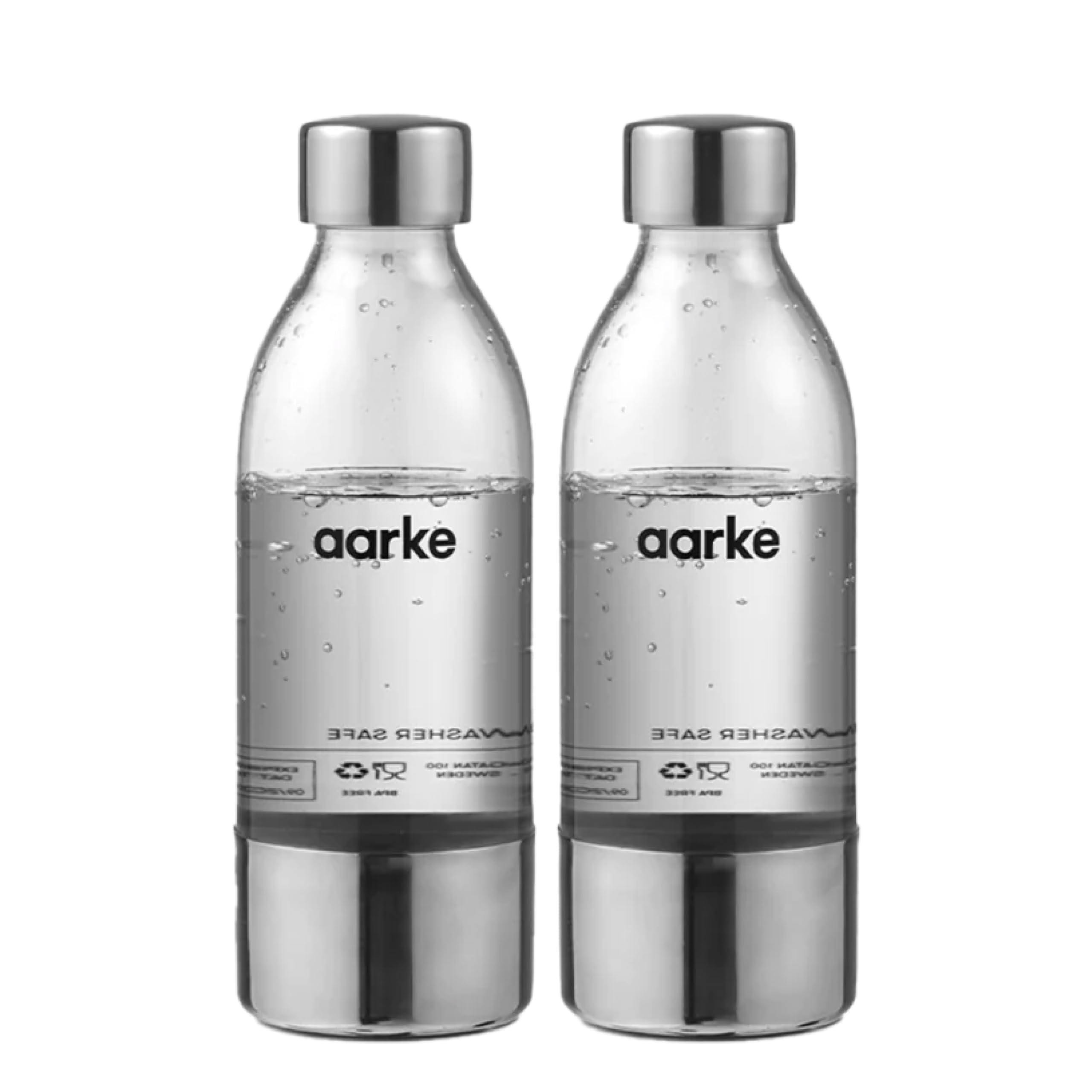 Aarke Pack Of 2 Small Pet Bottles For Carbonator 3, Bpa-Free With Stainless Steel Details, 450 Ml