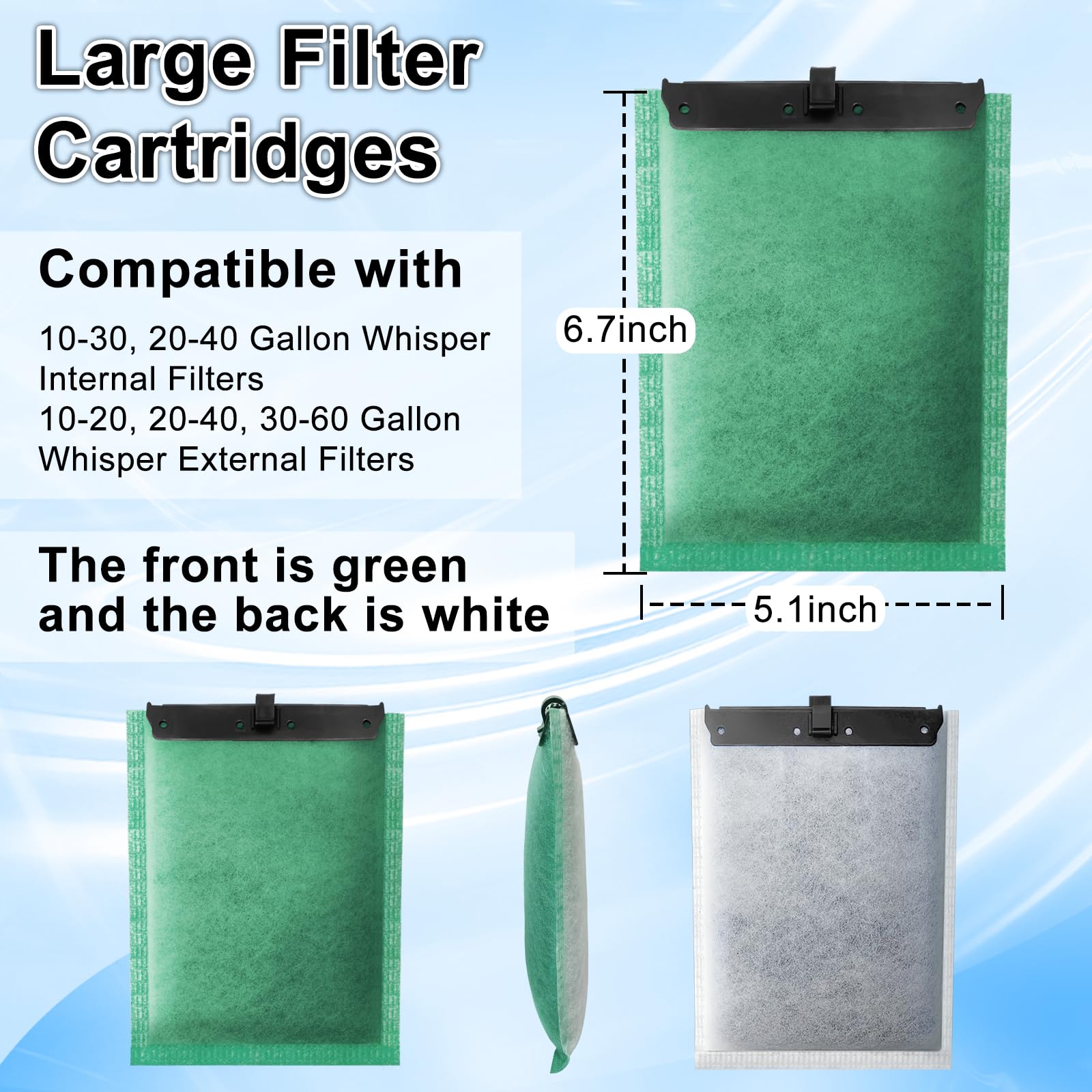 Driamor 16 Pack Large Filter Cartridges Compatible With Whisper Filters 20I/40I Iq20/30/45/60 Pf20/30/40/60, Aquarium Filter Car