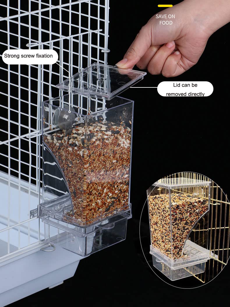 Automatic Bird Feeder,No Mess Bird Feeder,Bird Cage Feeder Bird Cage Accessories for Parakeet Canary Cockatiel Finch (Transparen