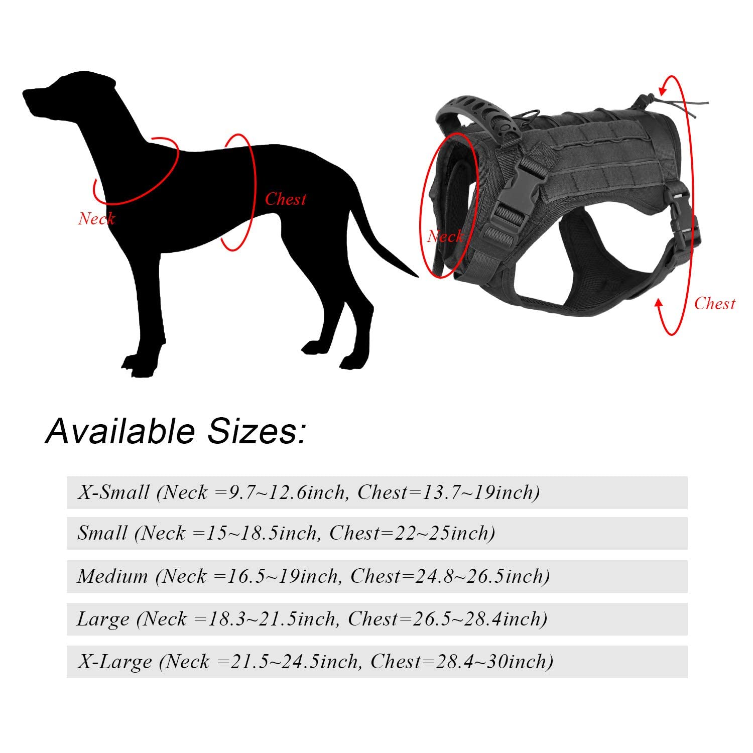 Tactical Service Dog Vest Harness Outdoor Training Handle Water-Resistant Comfortable Military Patrol K9 Dog Harness With Handle