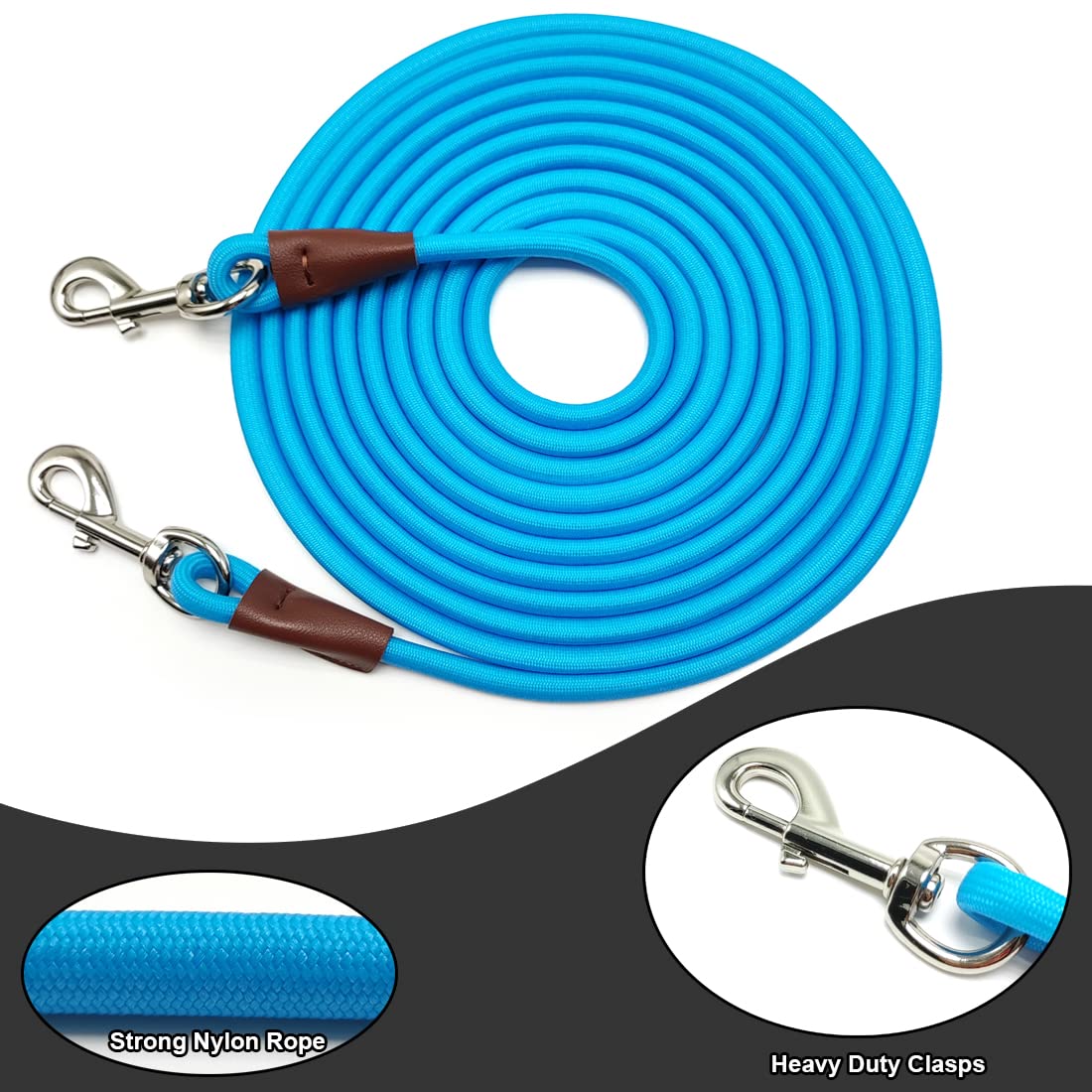 Sepxufore Tie Out Rope Dog Leash, 8/10/ 15/20/ 30 Ft Heavy Duty Nylon Check Cord For Medium Large Dogs Indoor/Outdoor Playing Ca