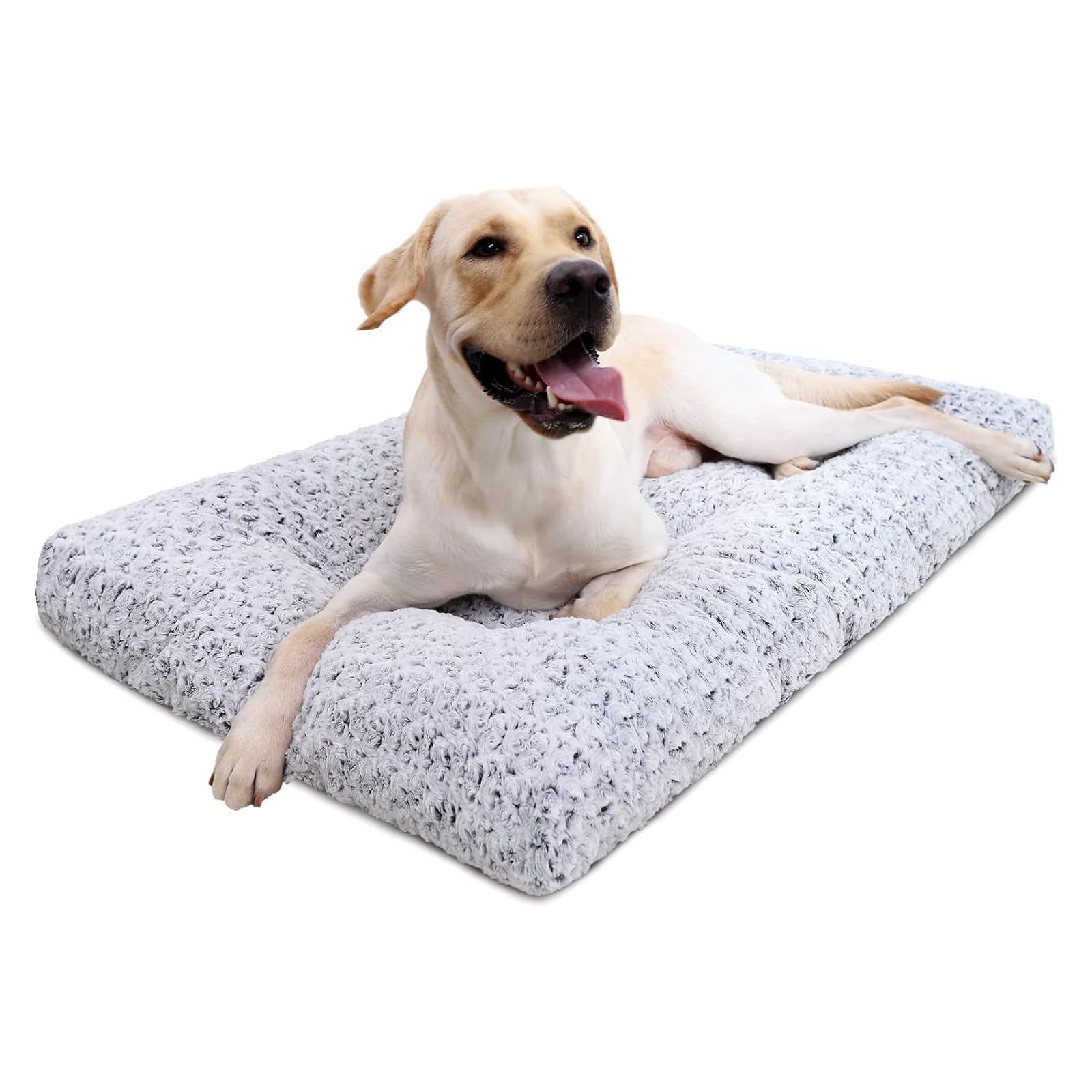 Ksiia Washable Dog Bed Deluxe Plush Dog Crate Beds Comfy Kennel Pad Anti-Slip Pet Sleeping Mat For Large, Jumbo, Medium, Small Dogs Breeds, 53' X 36', Gray