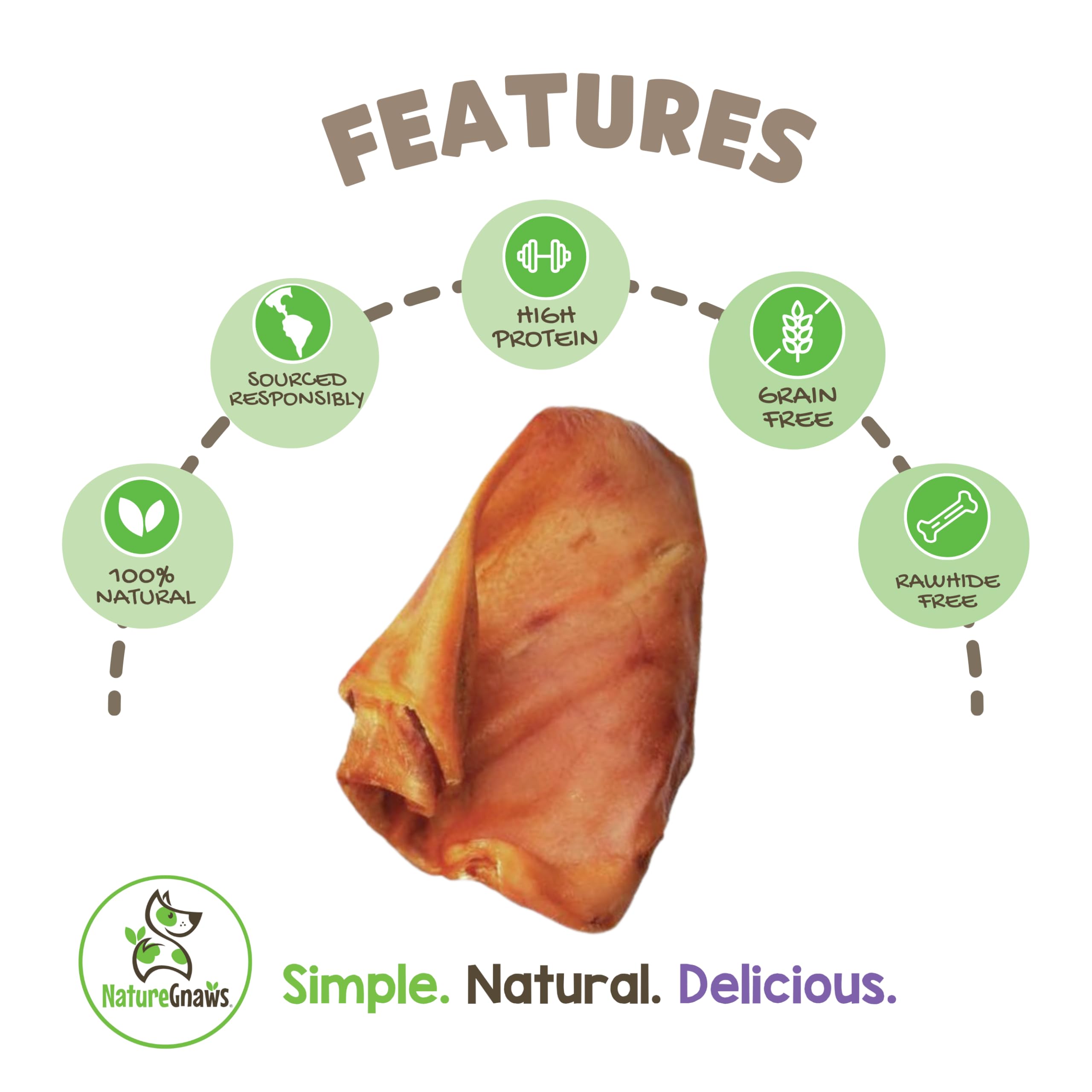 Nature Gnaws Pig Ears for Dogs (15 Count) - Thick Long Lasting for Aggressive Chewers and Large Dogs - Natural Pork Dog Chew Bon