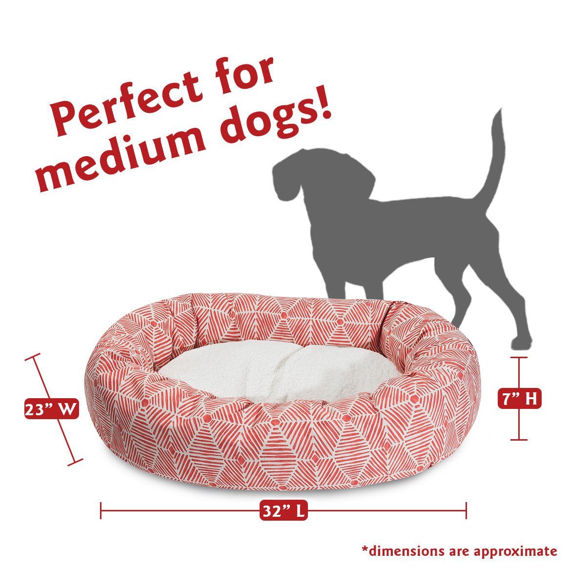 Majestic Pet 32' Charlie Salmon Sherpa Bagel Bed