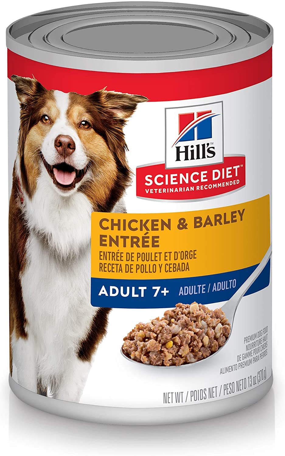 Hills Science Diet Adult 7+, Senior Adult 7+ Premium Nutrition, Wet Dog Food, Chicken & Barley Loaf, 13 oz Can, Case of 12