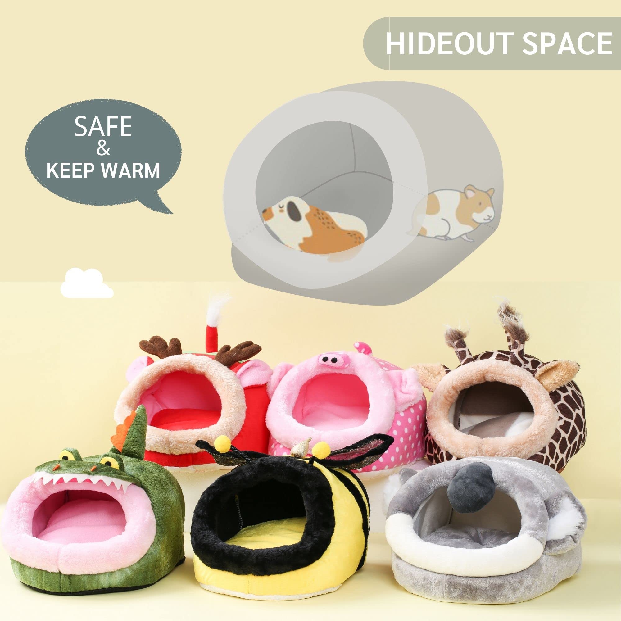 Janyoo Hedgehog Rat Bed Guinea Pig House Hamster Supplies Chinchilla Cage Ferret Rat Gerbil(S,Crocodile)