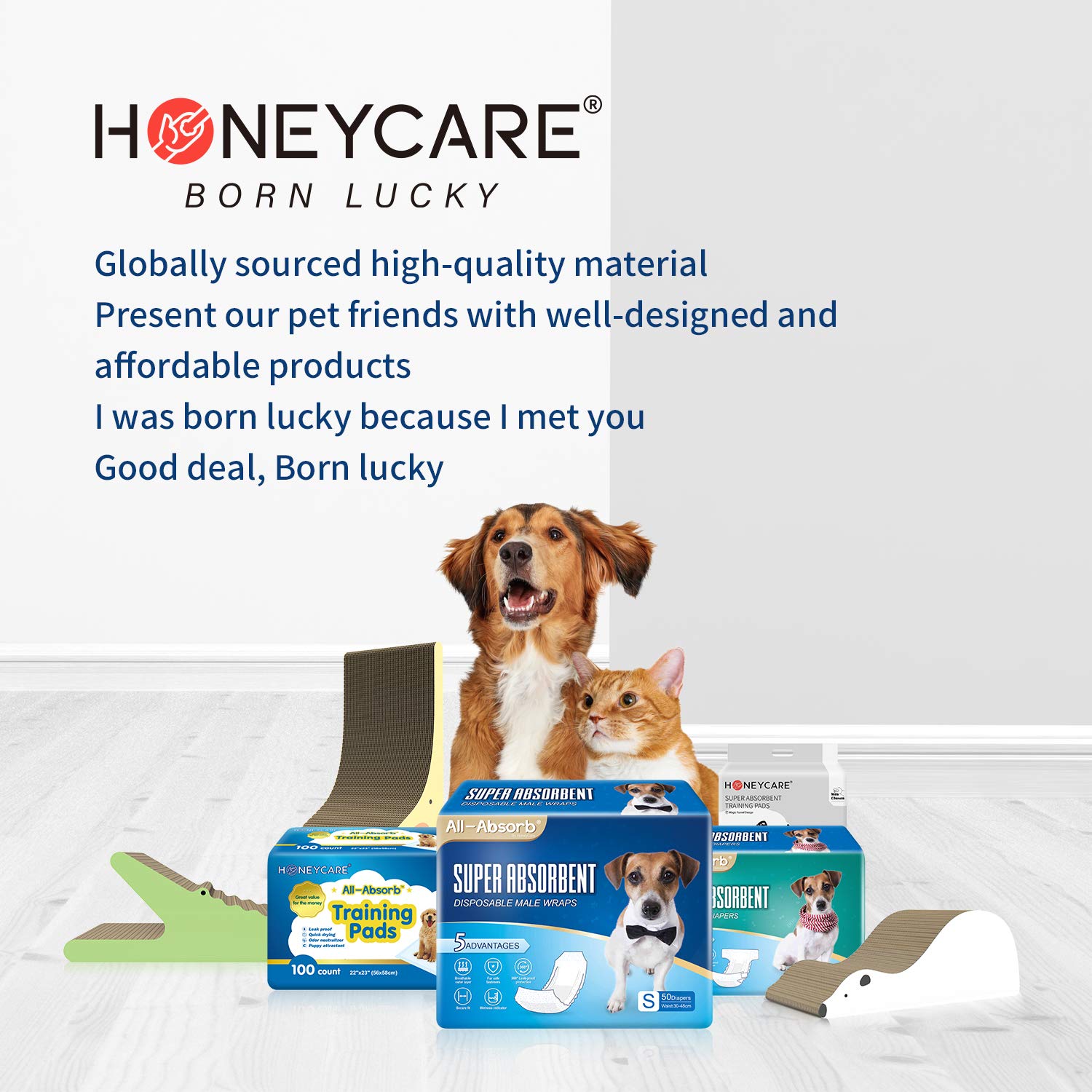 HONEY CARE All-Absorb Disposable Female Dog Diapers, M Size, Super Absorbent, Blue and White, 36 Count, Model A30
