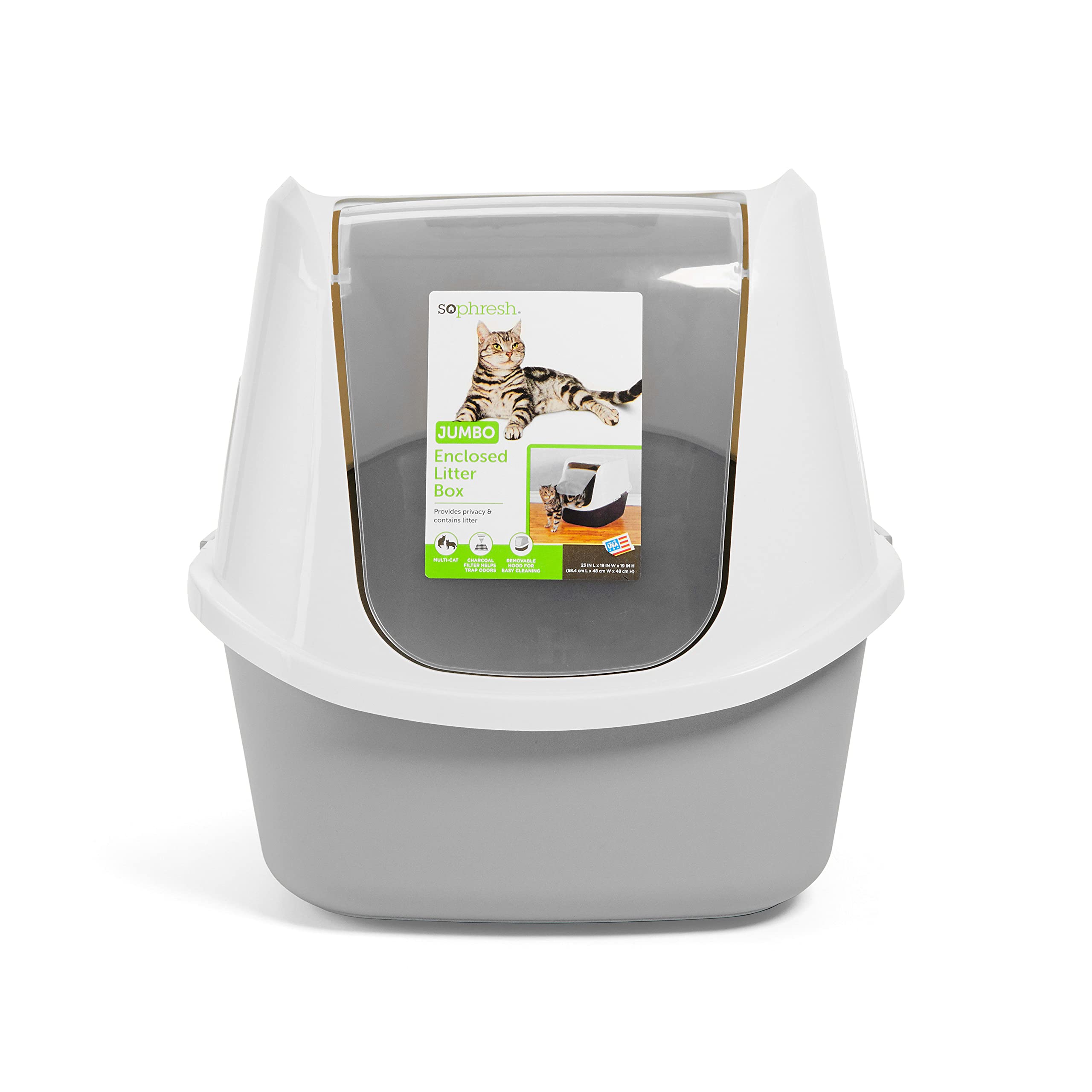 So Phresh Grey Jumbo Enclosed Cat Litter Box 23' L X 19' W X 19' H