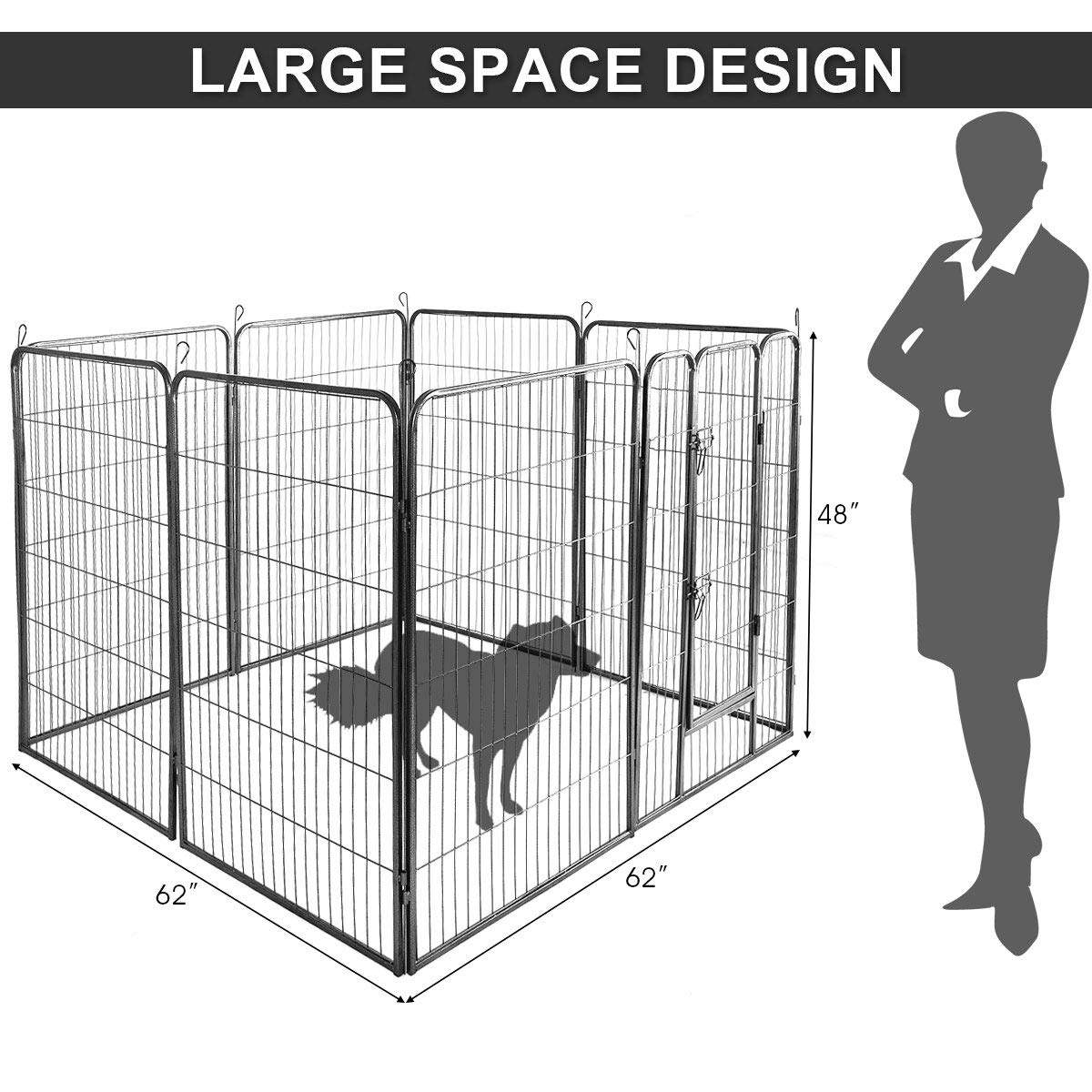 Giantex 16/8 Panel Pet Playpen with Door, Foldable Dog Exercise Pen, Portable Configurable Cat Chicken Rabbit Fence Outdoor Outd