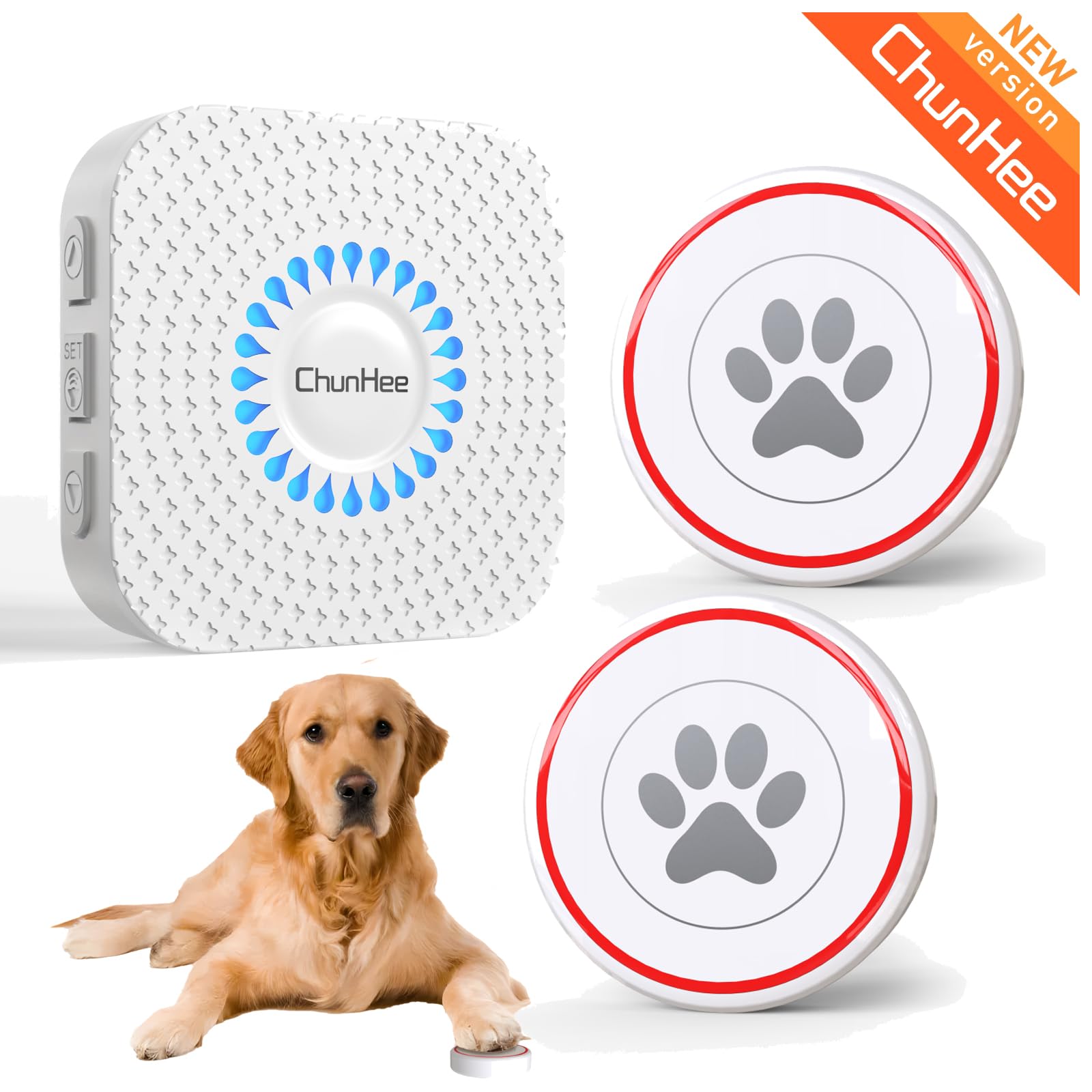 Chunhee Smart Dog Door Bell Wireless Puppy Doorbell For Potty Training, Dog Bells To Go Outside,Bell For Dogs To Ring To Go Potty [New 2024]