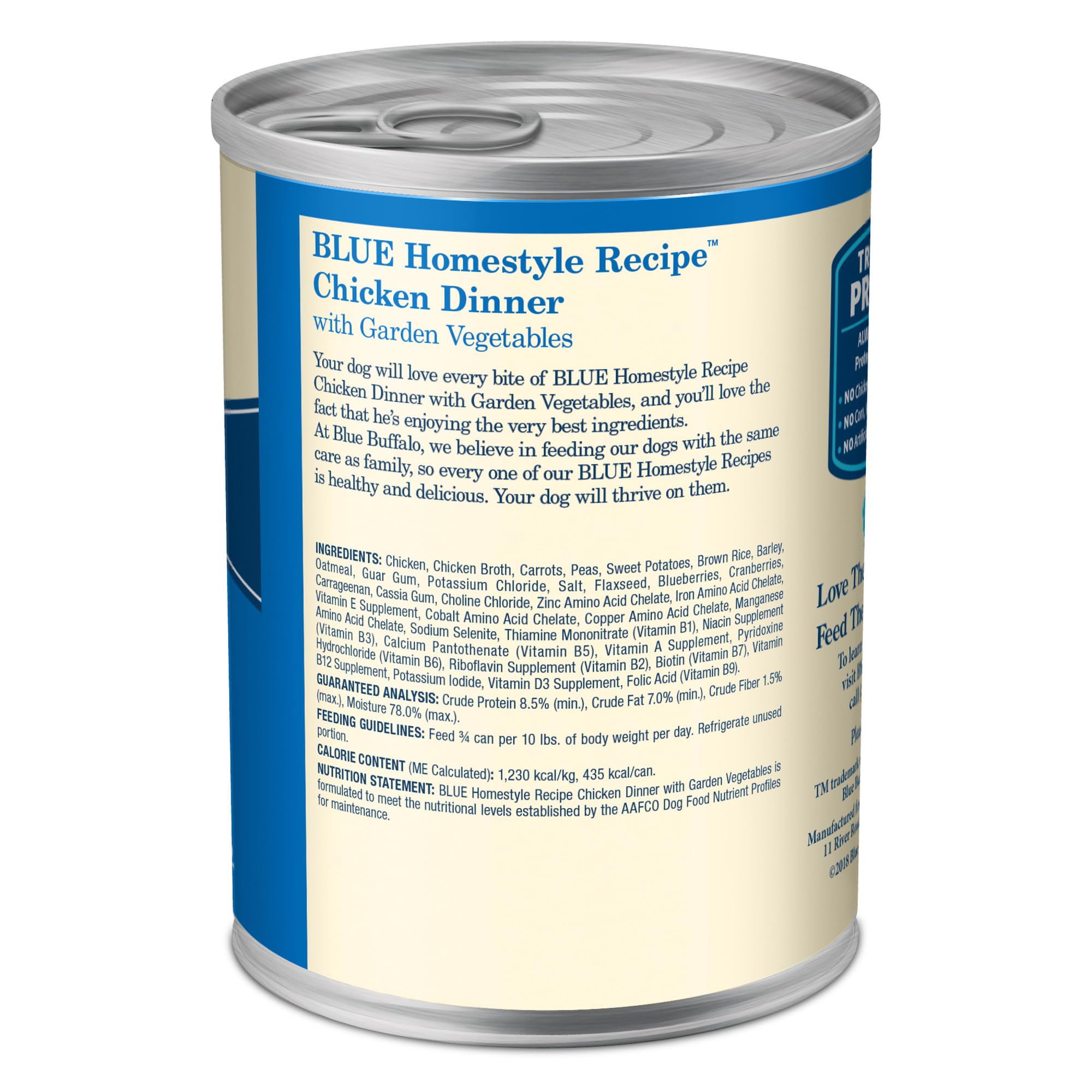 Blue Buffalo Homestyle Recipe Adult Wet Dog Food, Made with Natural Ingredients, Chicken Dinner With Garden Vegetables, 12.5-oz