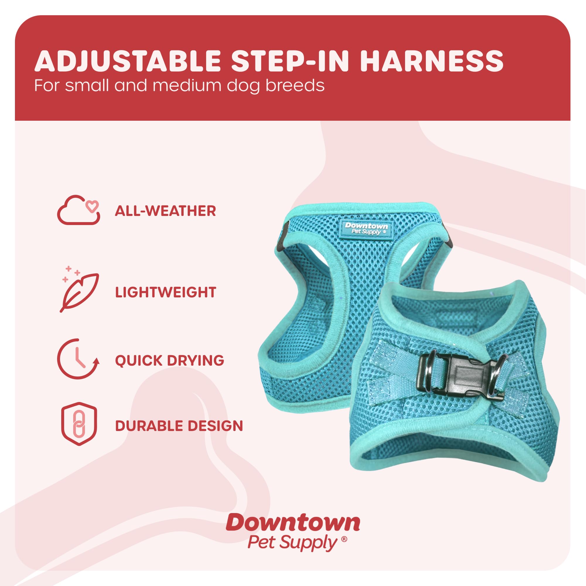 Downtown Pet Supply Step In Dog Harness For Teacup Dogs & Cats No Pull, Xx-Small, Light Blue - Adjustable Harness With Padded Me