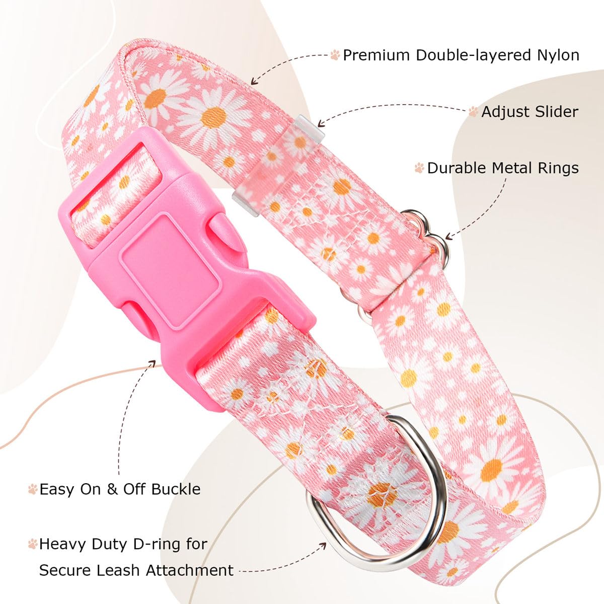 Rainbow Collar For Dogs, Stylish Pattern Design Quick Release Buckle Soft Nylon Pride Dog Collars Adjustable For Small Medium La
