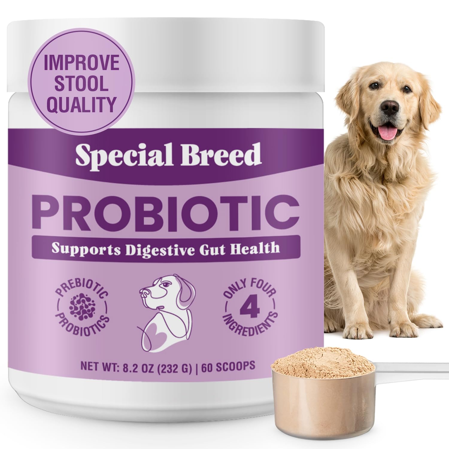Probiotics for Dogs - Dog Probiotics Powder for Digestive Health, Gut Support & Immune Boost - Premium Blend with Prebiotics & D
