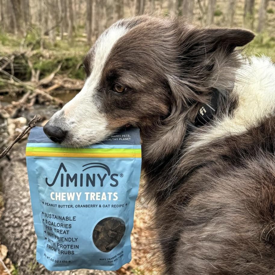 Jiminys Chewy Training Treats for Dogs, Low Calorie, Hypoallergenic Insect Protein, Made in USA, 6oz, Peanut Butter & Cranberry