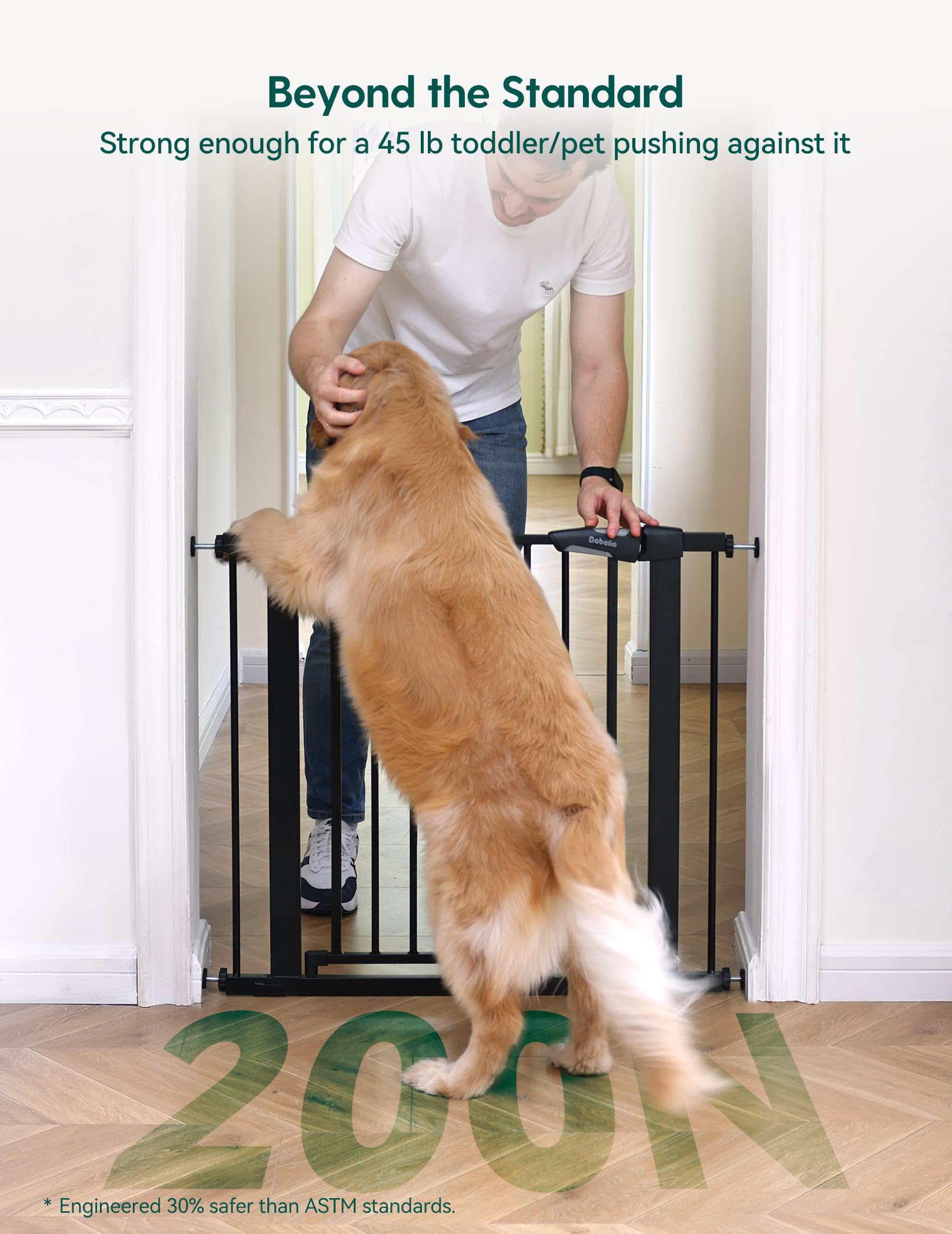 Babelio Baby Gate for Doorways and Stairs, PressGuard P7 Auto Close Dog Gate, 36 Tall Easy Install Pressure Mounted, fits for 29