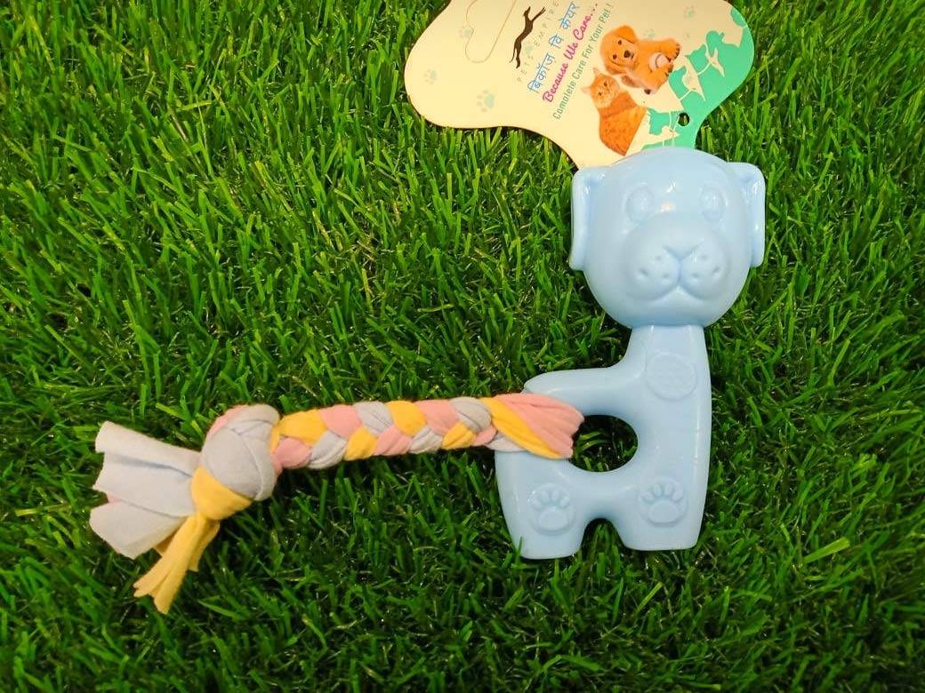 Pets Empire Durable Pet Puppy Dog Chew Toys Set Puppy Teething Ball Toys Rope Dog Tug Toy Safety Design Size 13.5Cm