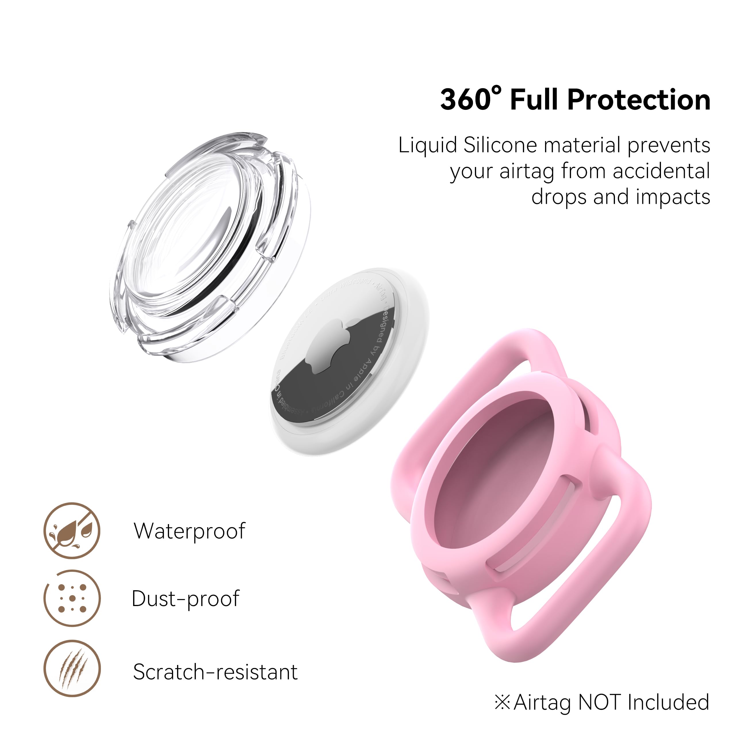 Waterproof Airtag Holder For Dog Collar, Soft Full-Body Protective Airtag Holder For Dog & Cat Collars, Ultra-Durable, Easy Inst