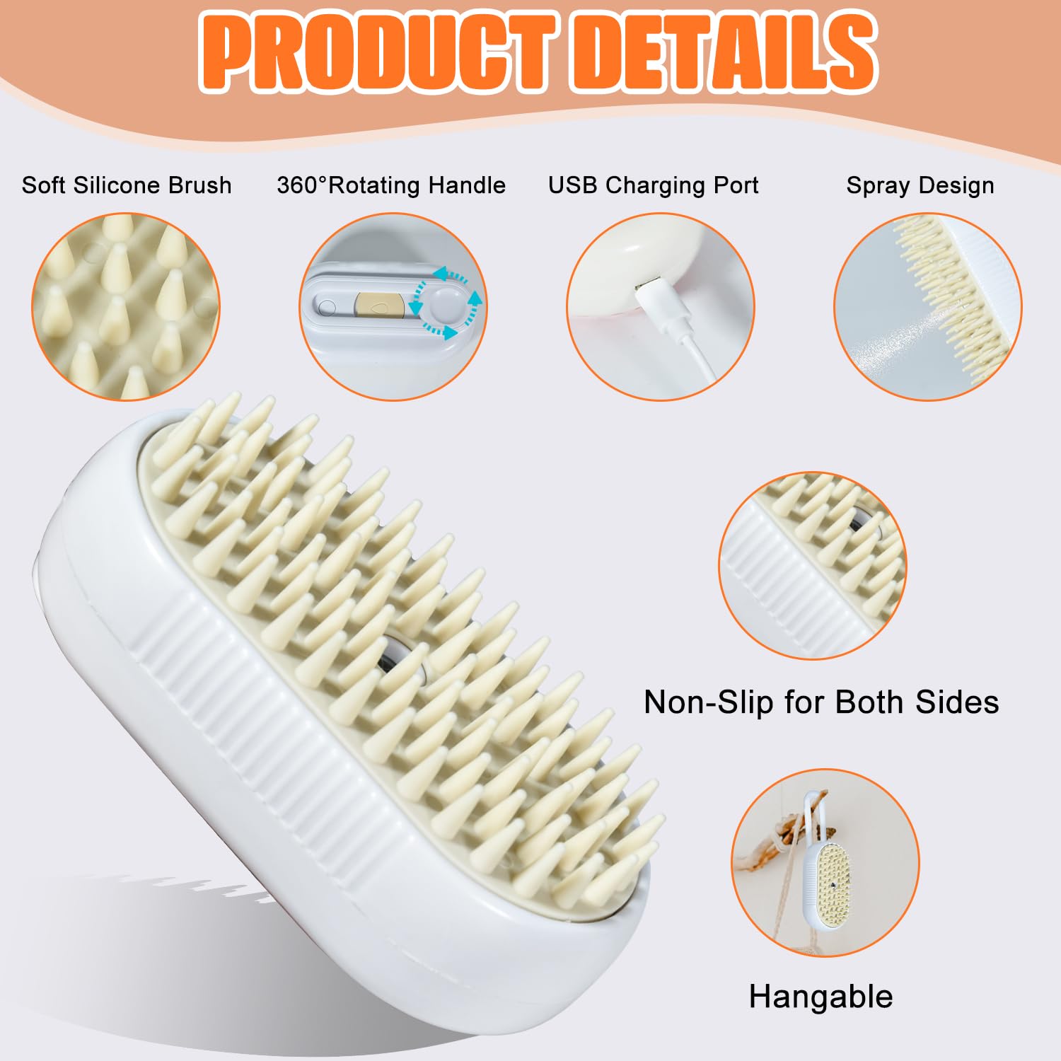 Cat Steam Brush For Shedding, Rechargeable 4 In 1 Cat Grooming Tool For Massaging, Pet Grooming Brush With Spray, Hair Removal C