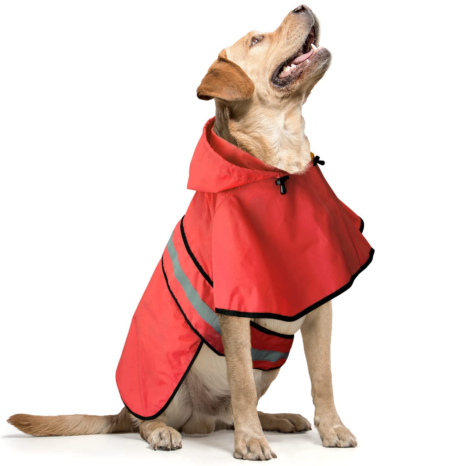 Domagiker Waterproof Dog Raincoats - Hooded Raincoats For Dogs, Adjustable Reflective Dog Rain Coat, Windproof Dog Rain Jacket P