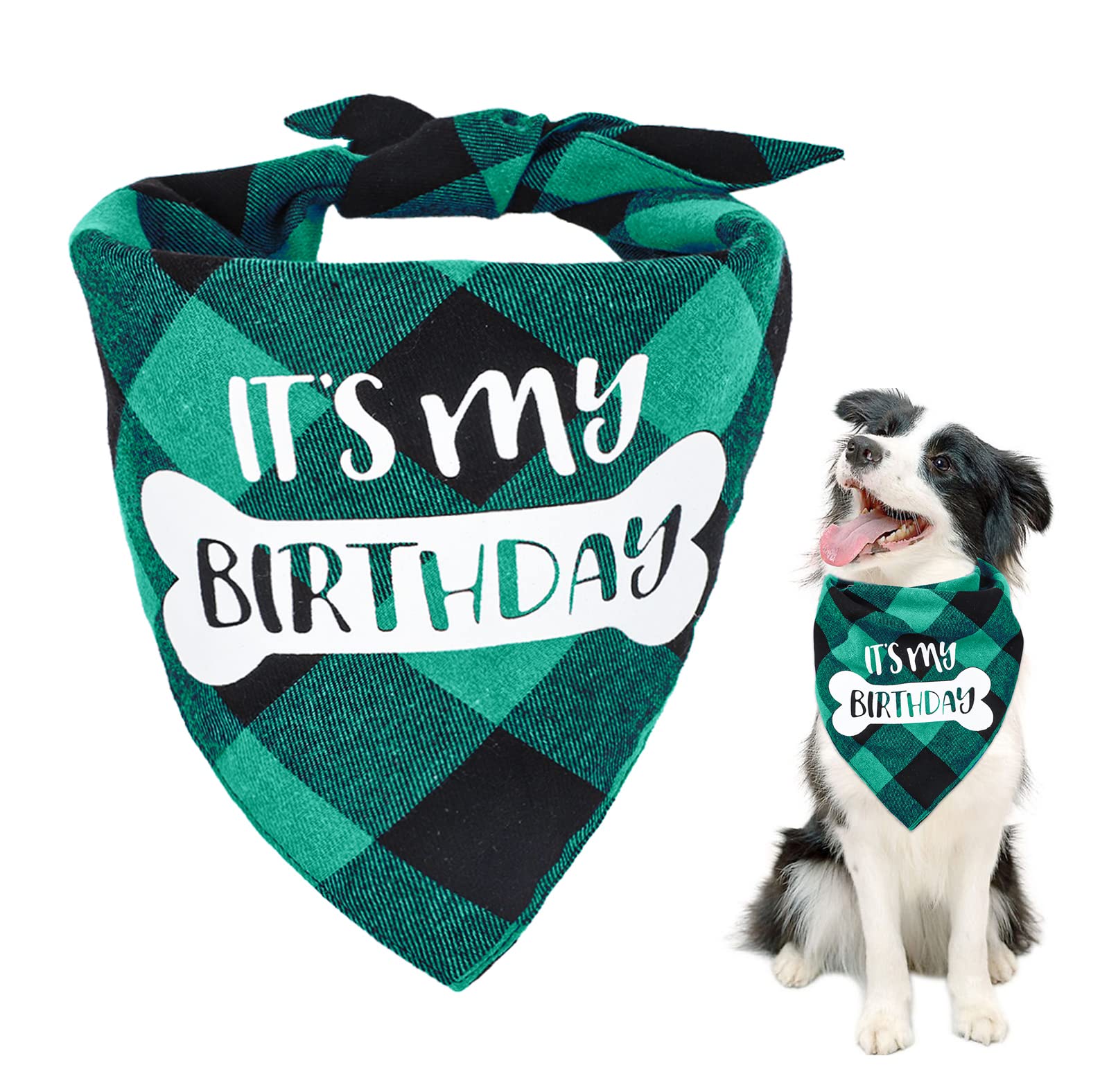 Dog Birthday Bandana, Vipith Double Sided Cotton Triangle Dog Bandanas Dog Birthday Party Supplies Dog Bandanas Boy Girl Dog Bir