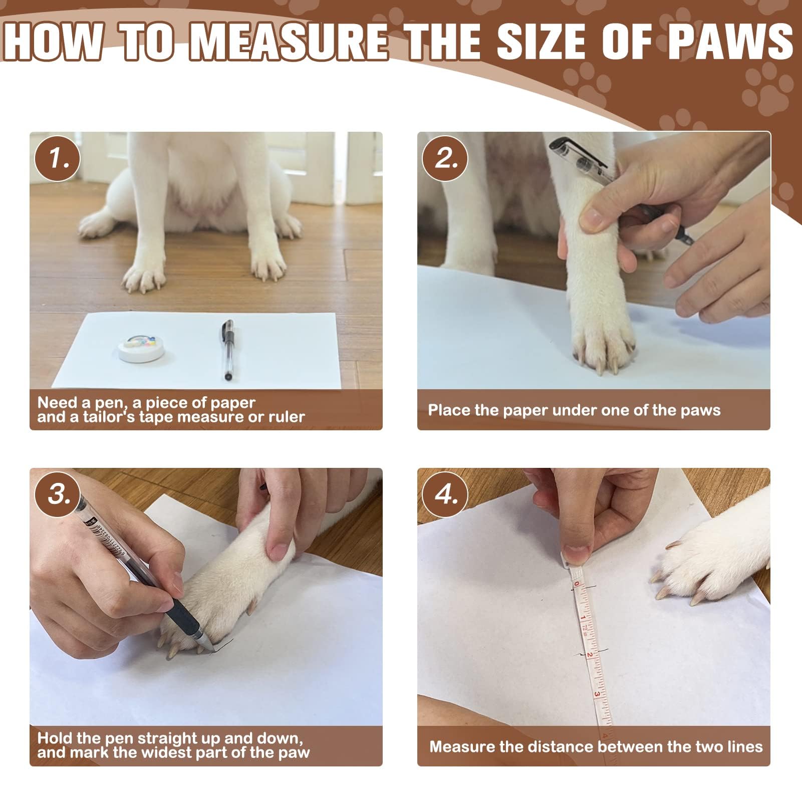 EXPAWLORER Anti-Slip Dog Socks - Medium Brown Paw Protectors for Hot/Cold Pavement, Prevents Licking & Slipping