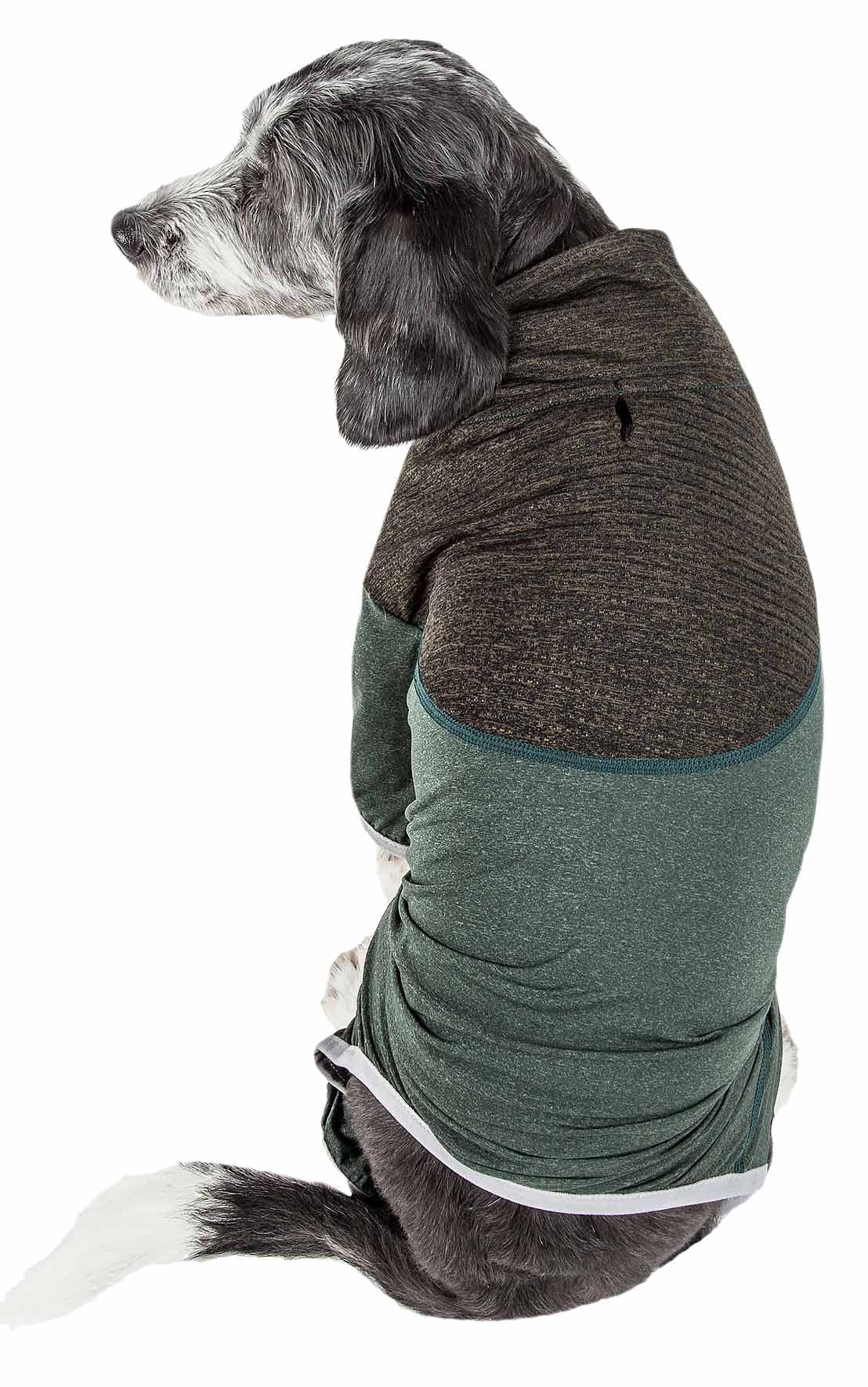 Pet Life Active 'Embarker' Heathered Performance 4-Way Stretch Two-Toned Full Body Warm Up(D0102H70W2W.)