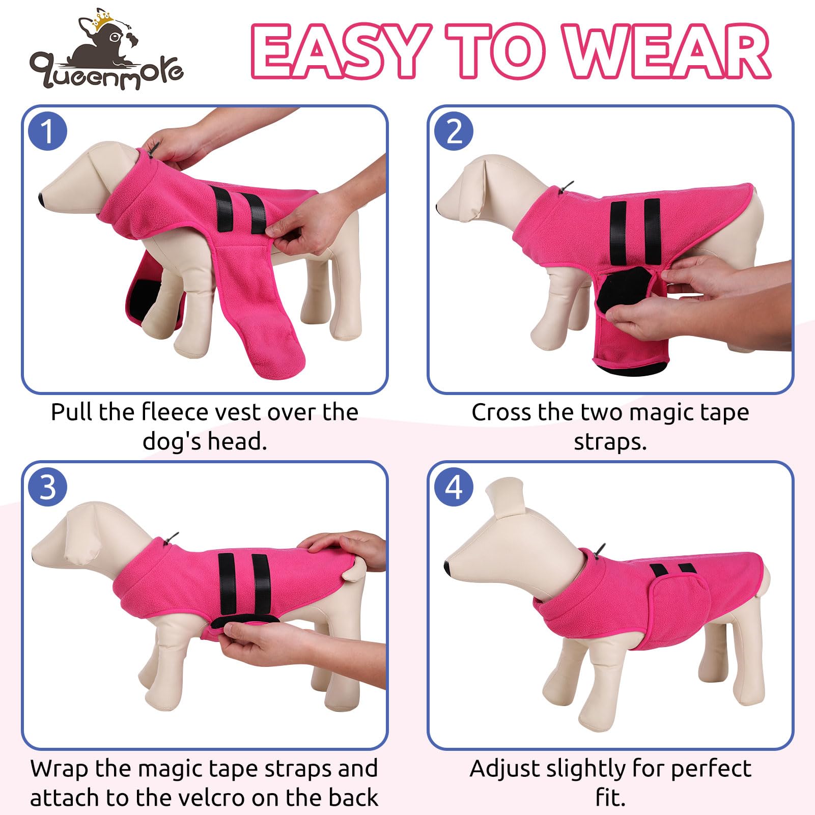 Queenmore XL Dog Sweater, Soft Fleece Vest Pullover Dog Jacket with Leash Hole, Warm Winter Dog Clothes Cold Weather Doggy Dachs