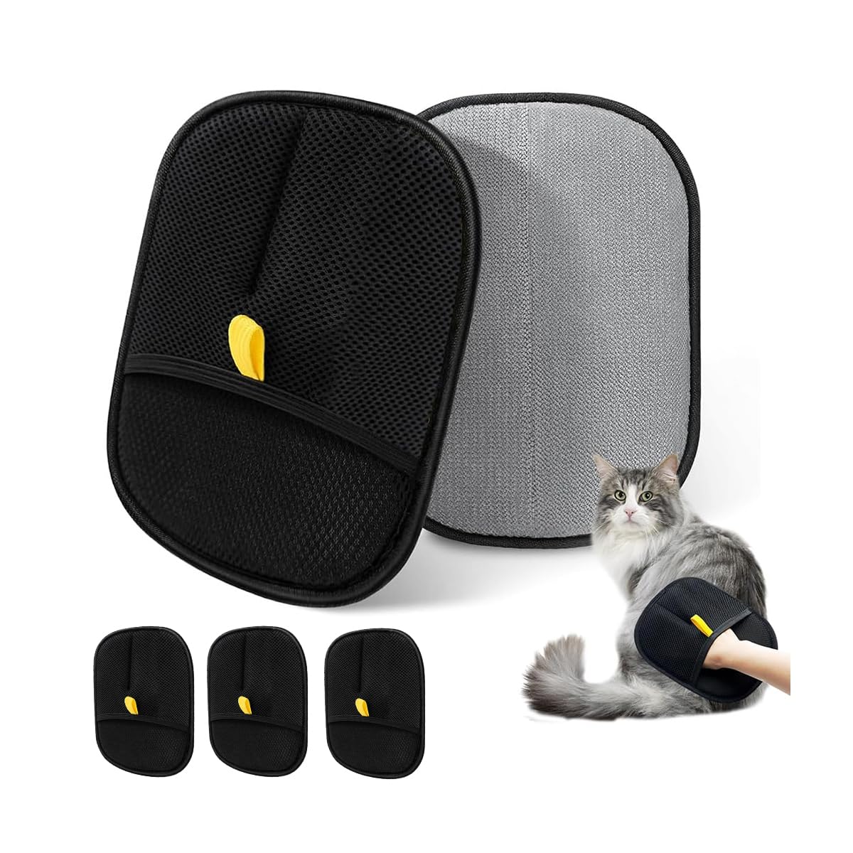 Qpets Pet Hair Removal Gloves, Reusable Grooming Mitt Cleaning Glove For Furniture, Carpets, Car Seats & Gentle Massage For Dogs