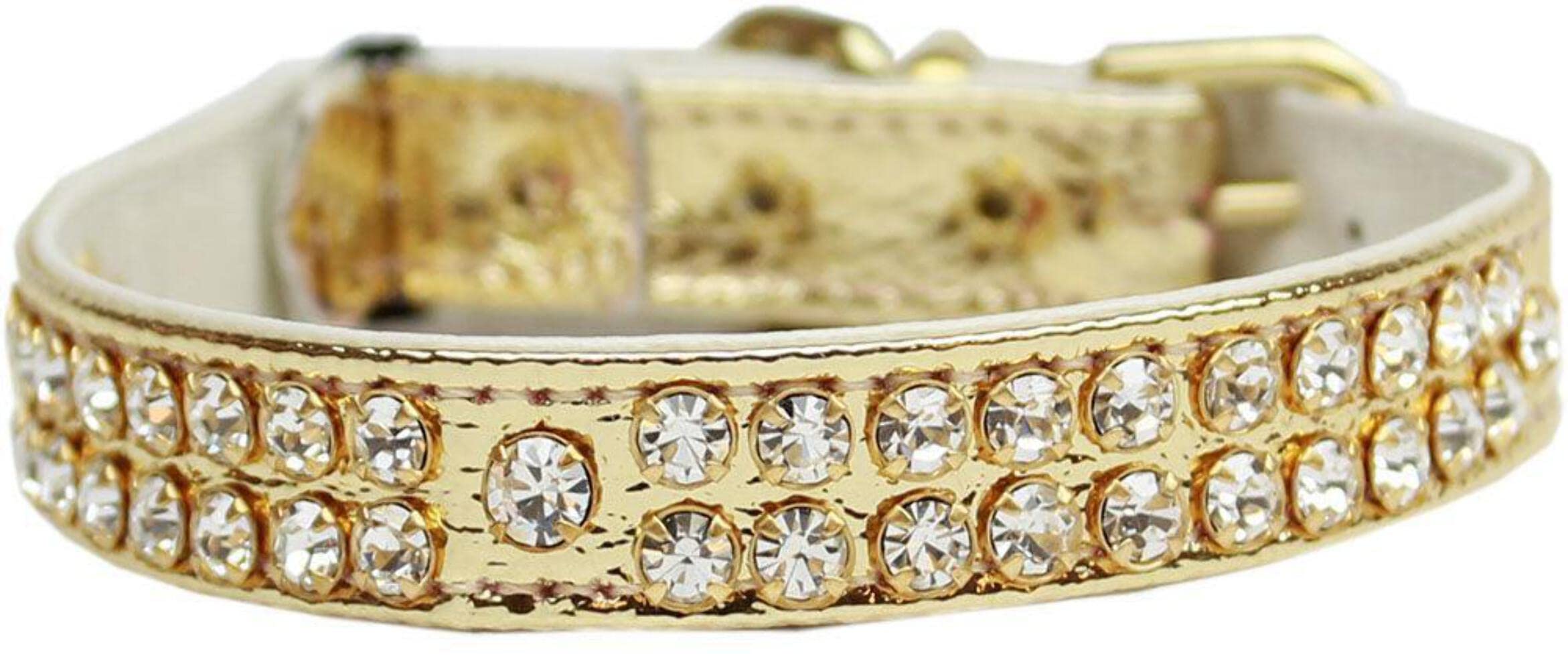 Cat Breakaway Collar, "Two Row Clear Crystal Swank" Pink 10
